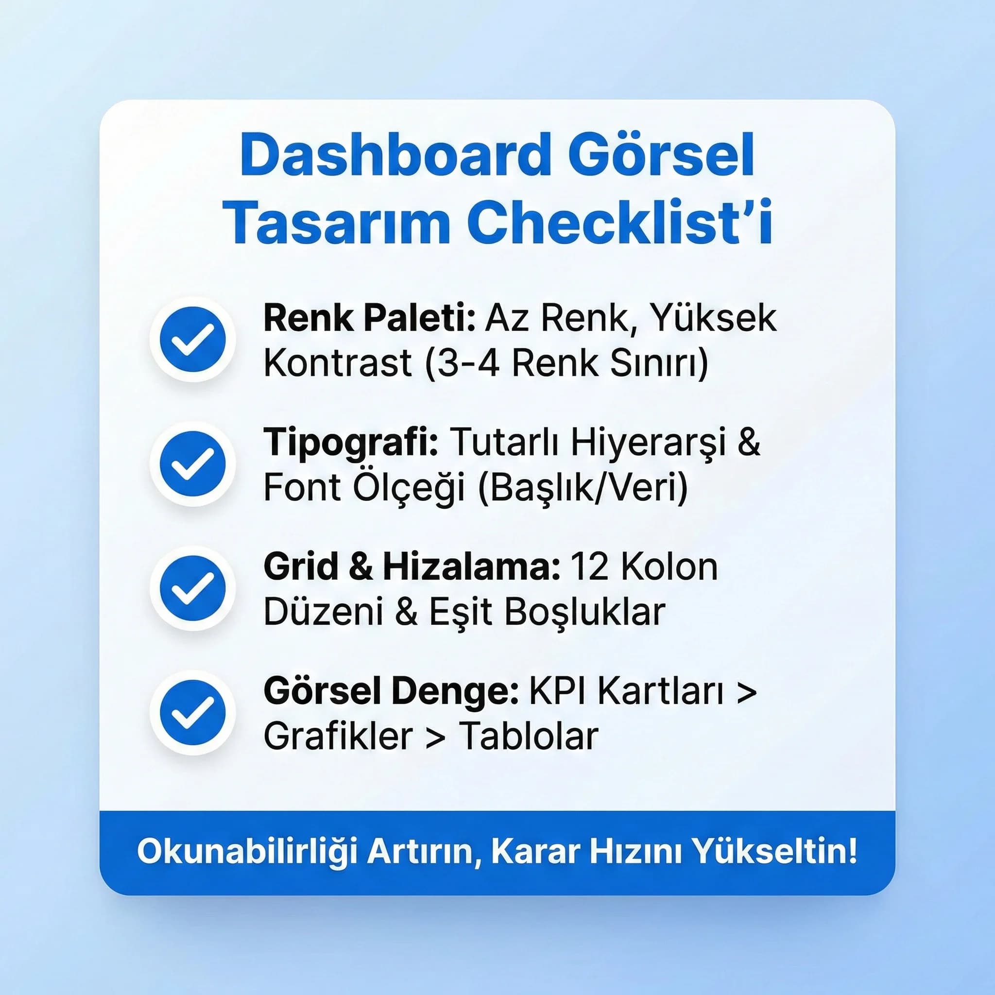 Renk paleti ve tipografi kullanımını özetleyen dashboard tasarım kartı
