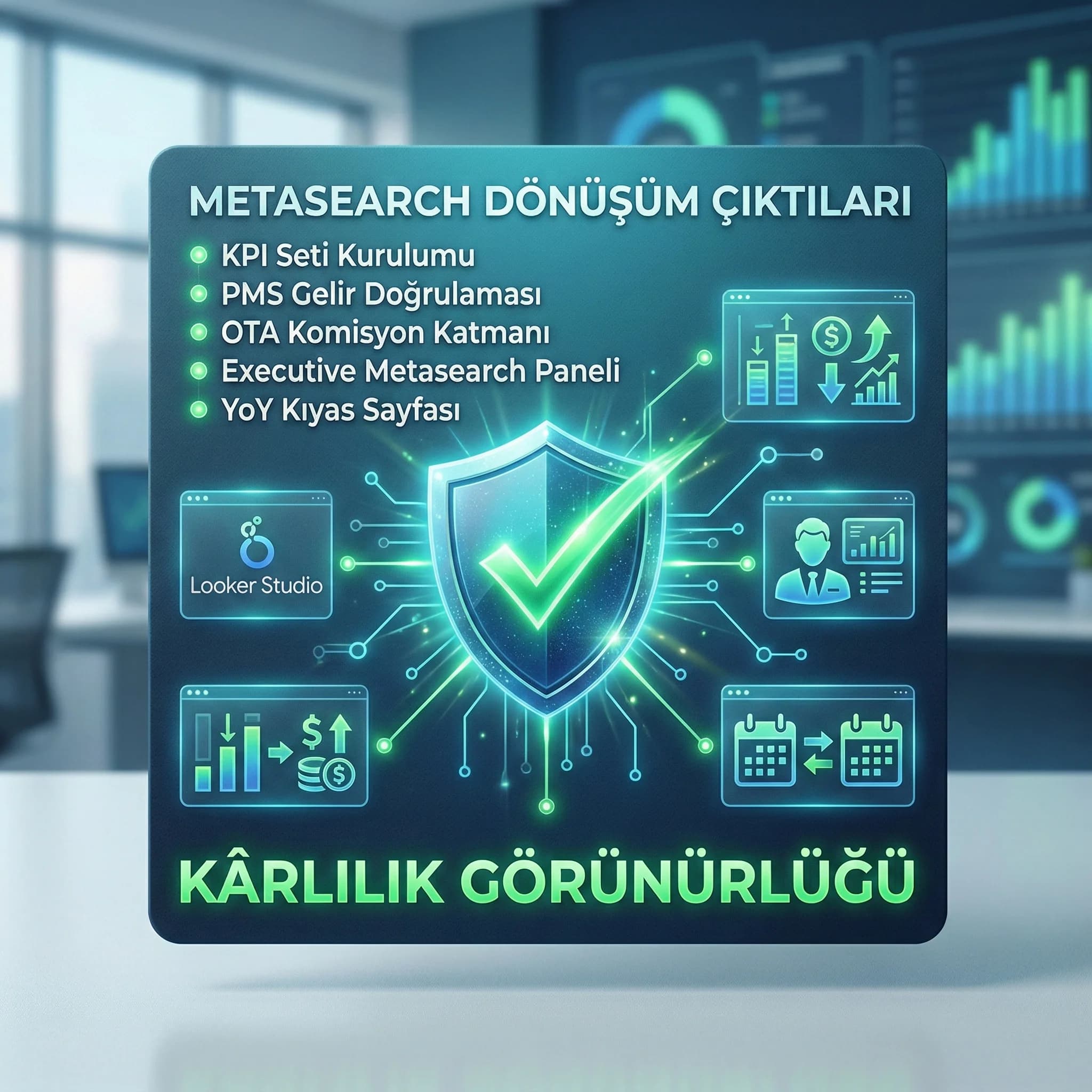 Metasearch raporlama deliverables ve kârlılık görünürlüğünü gösteren proof kartı”