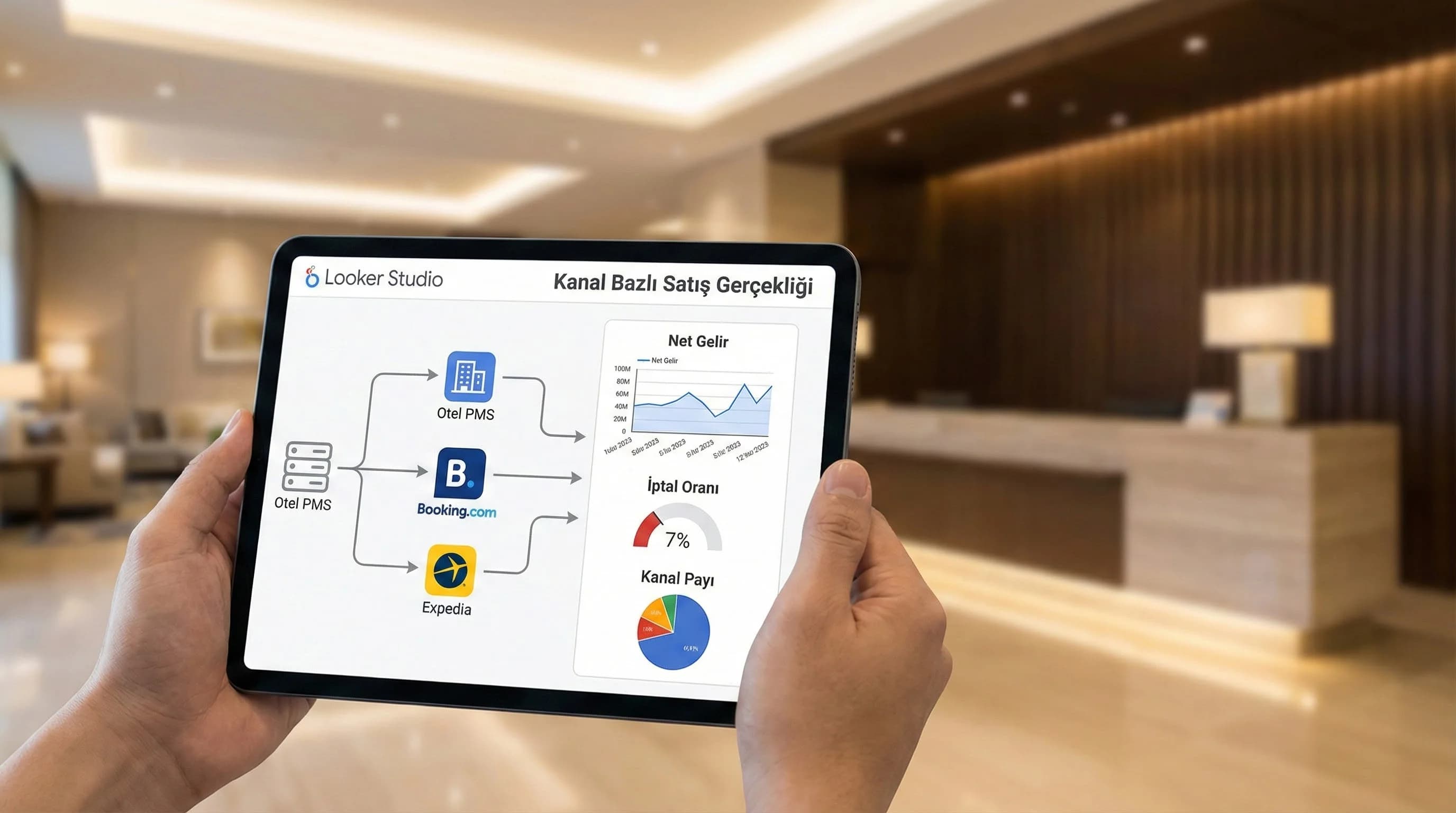 Oteller için örnek satış dashboard’ları (OTA vs Web vs Call Center)