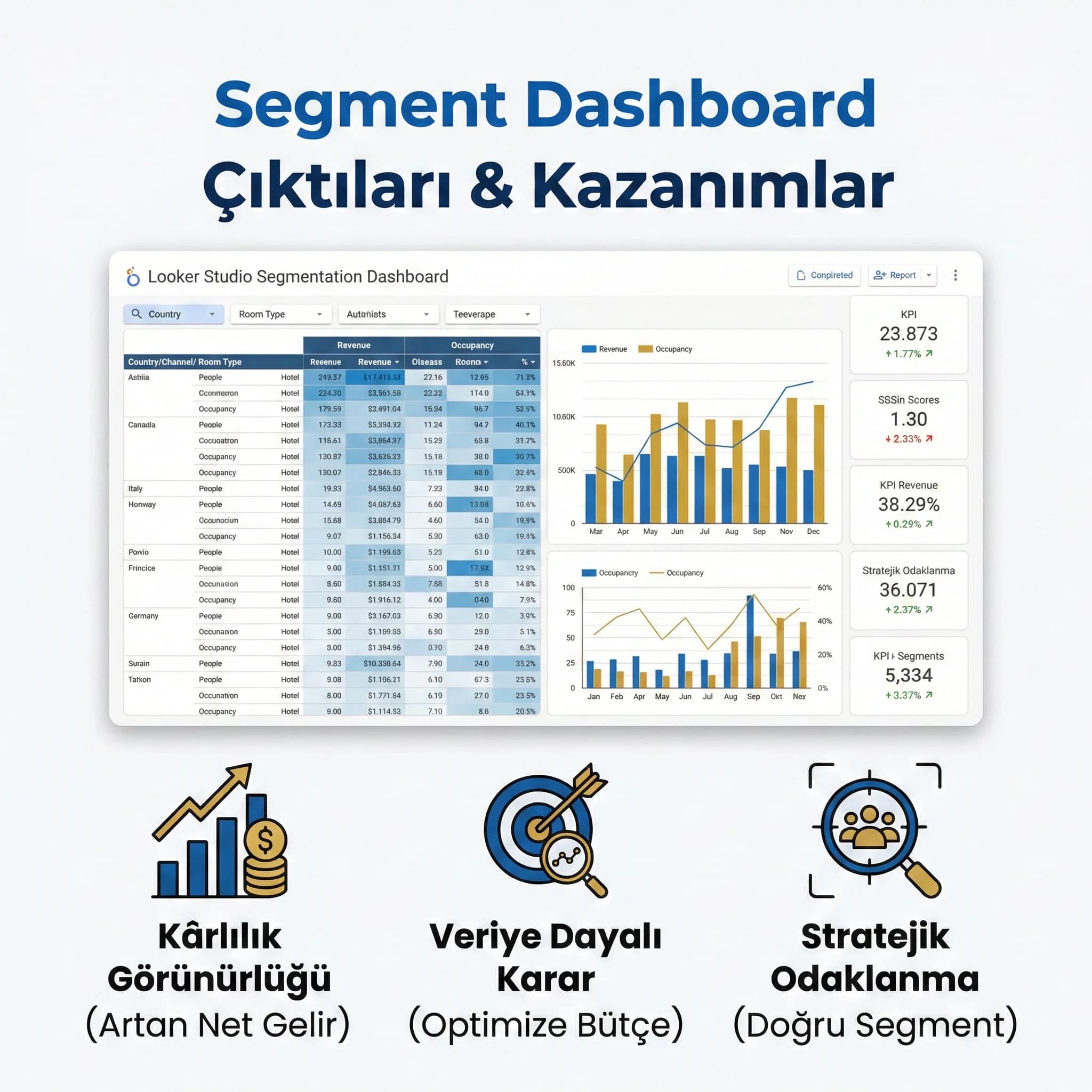 Segment dashboard çıktıları ve güven unsurlarını gösteren deliverables kartı
