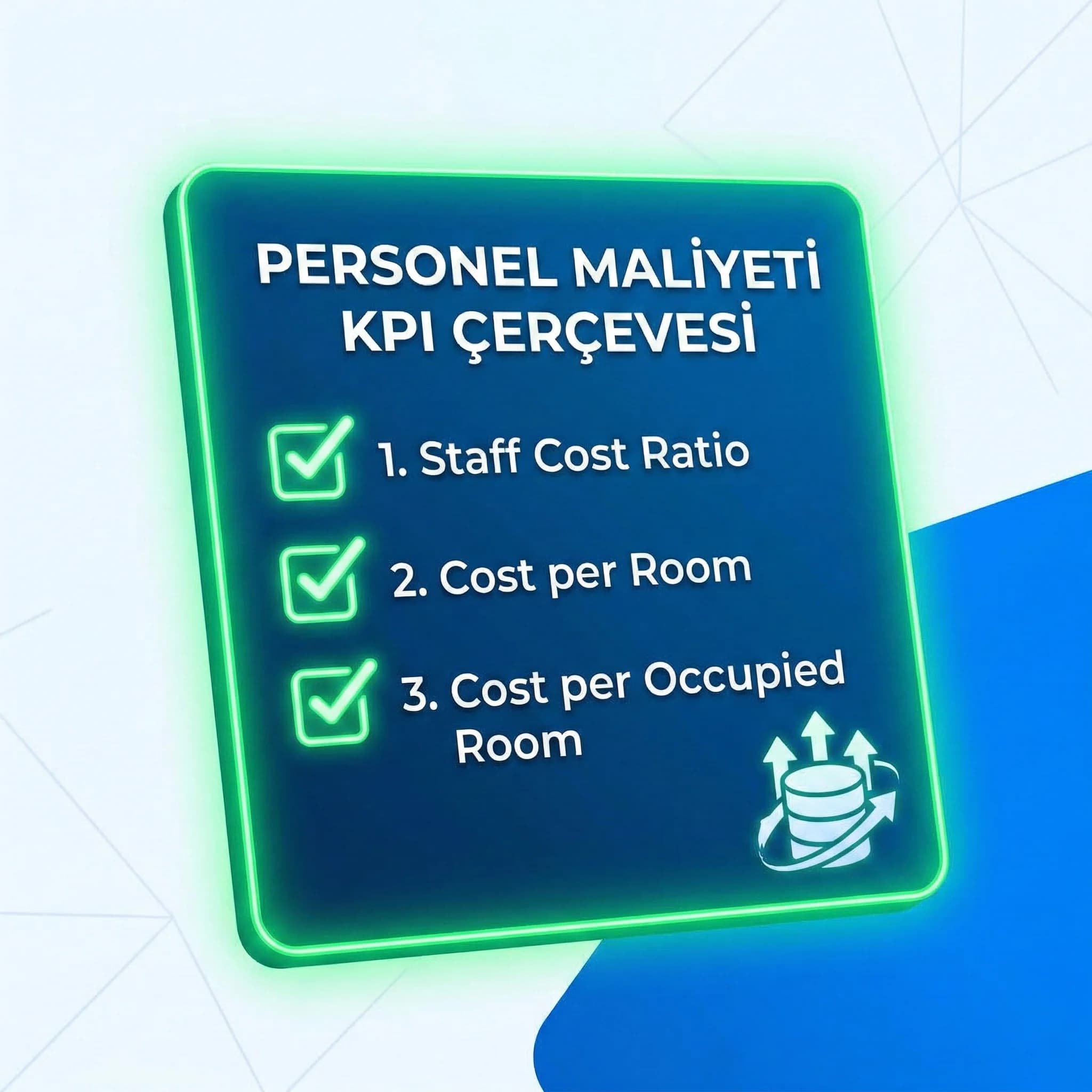 Personel maliyeti KPI seti ve veri toplama adımlarını özetleyen kontrol kartı