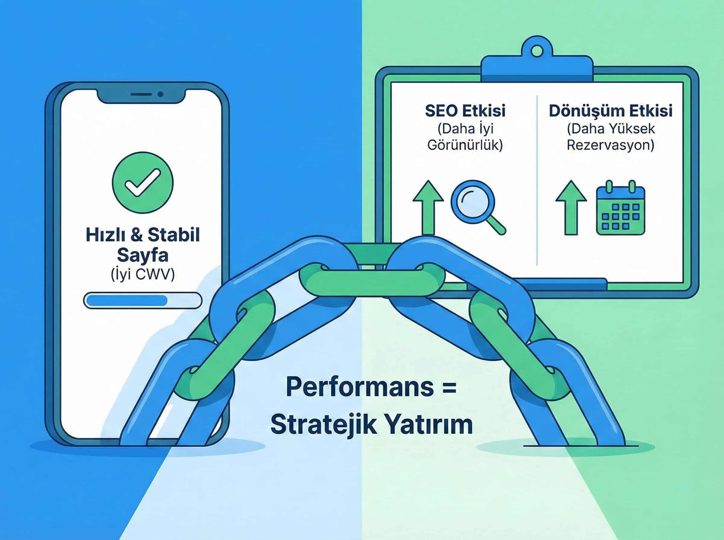 CWV benchmark raporu ve aksiyon planı çıktısını gösteren deliverables kartı