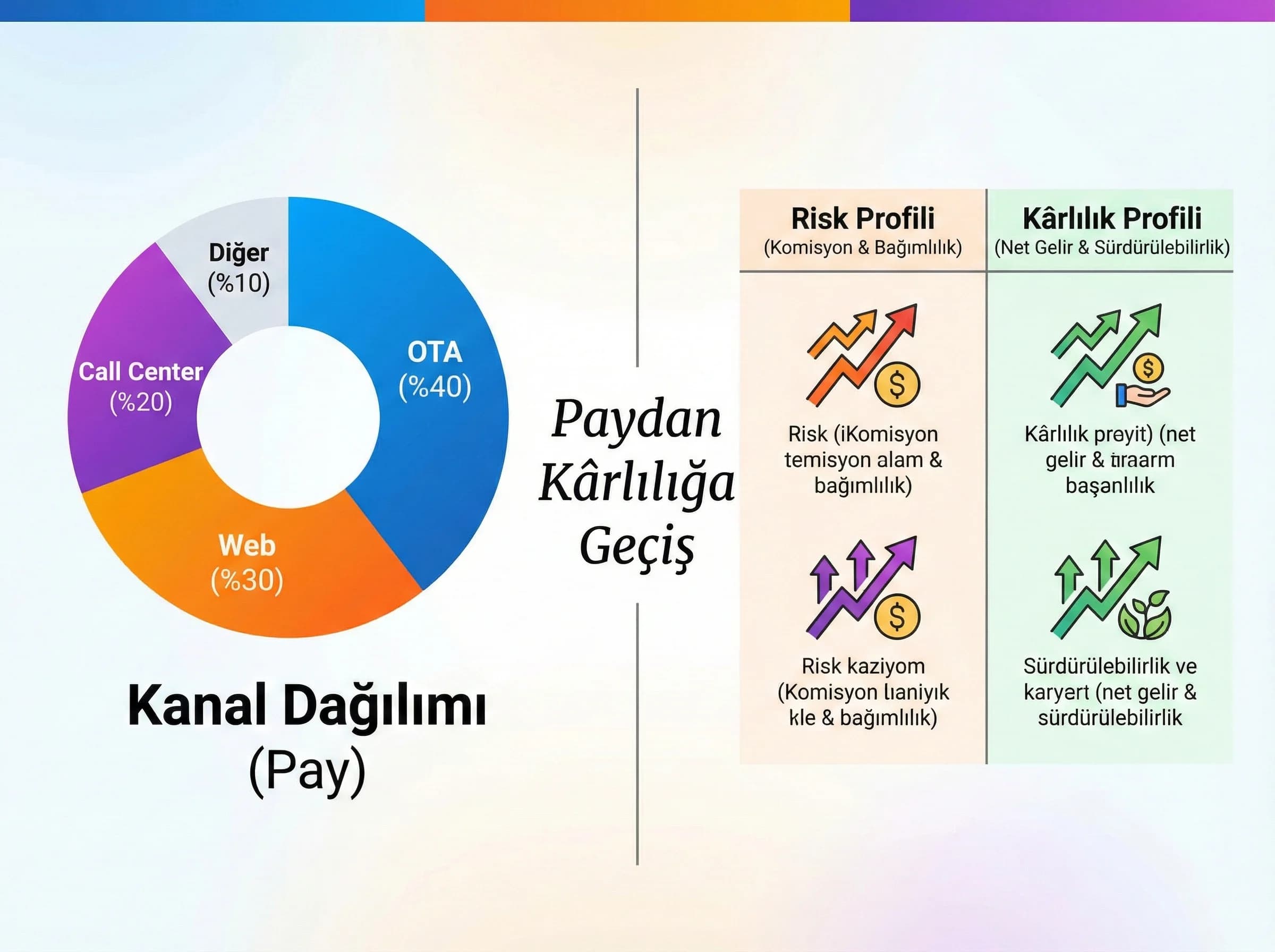 Channel mix kavramını ve risk kârlılık ilişkisini ayıran bölüm görseli