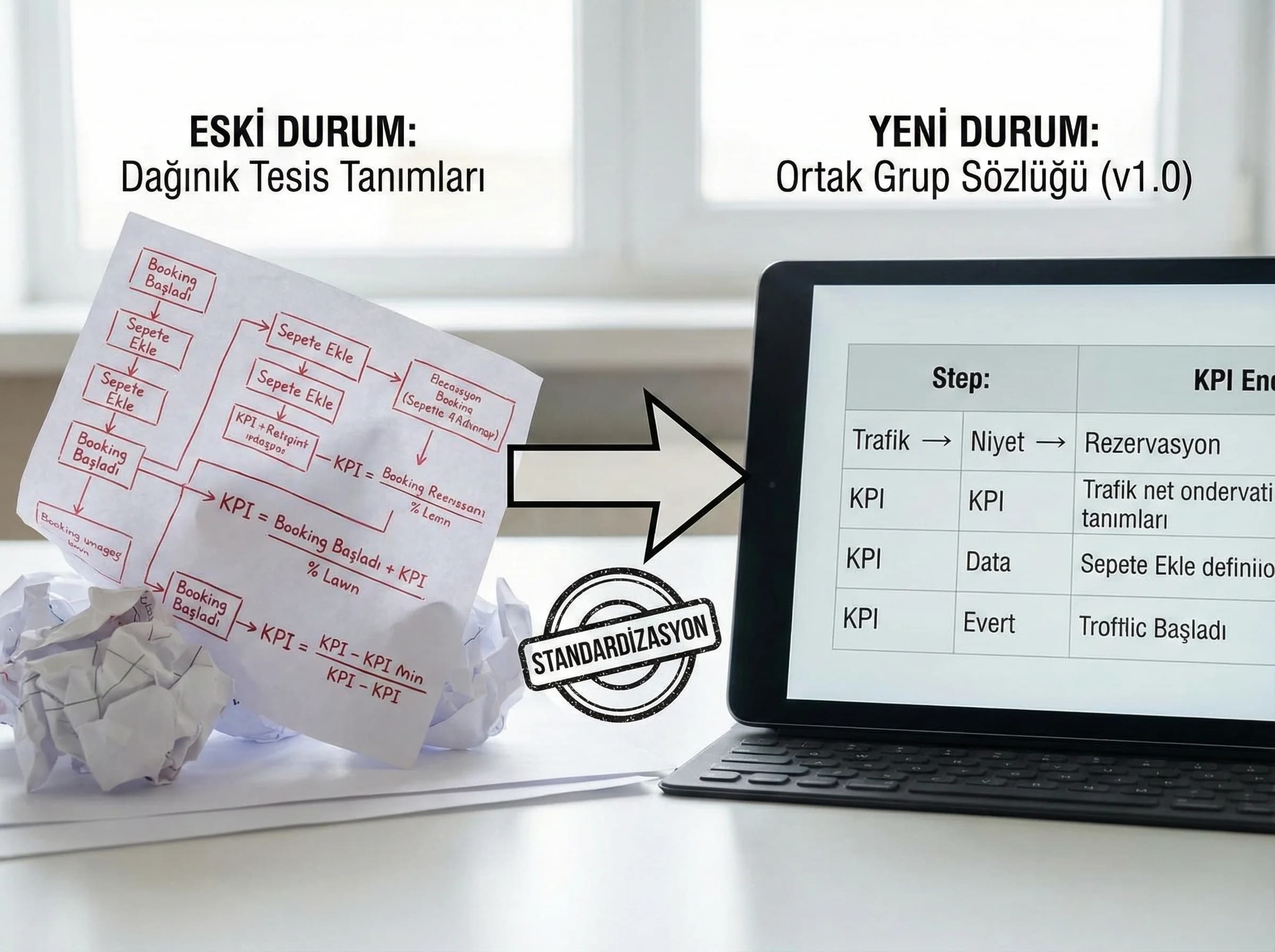 Ortak funnel ve KPI sözlüğü bölümüne geçişi ayıran görsel
