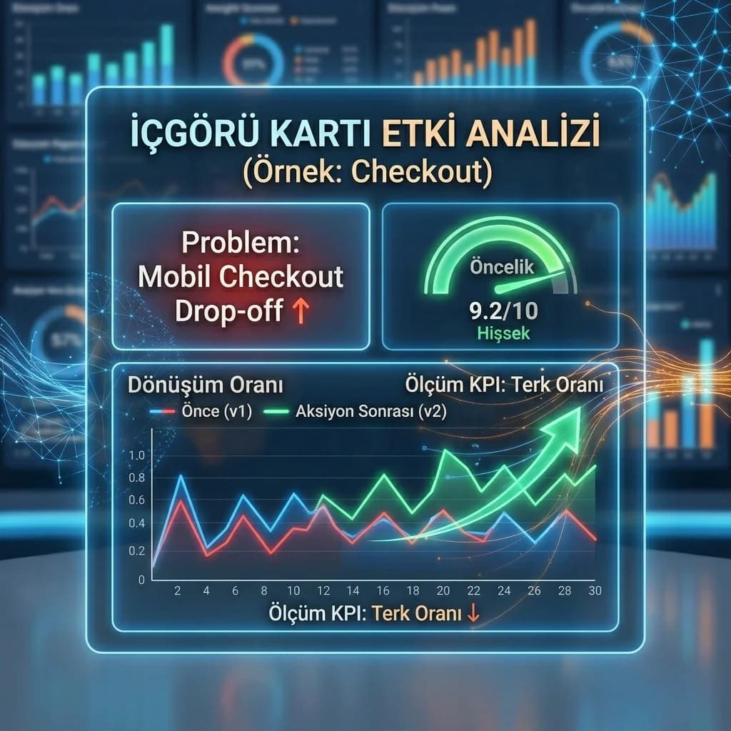 İçgörü kartı KPI etkisi ve öncelik puanını gösteren skor kart