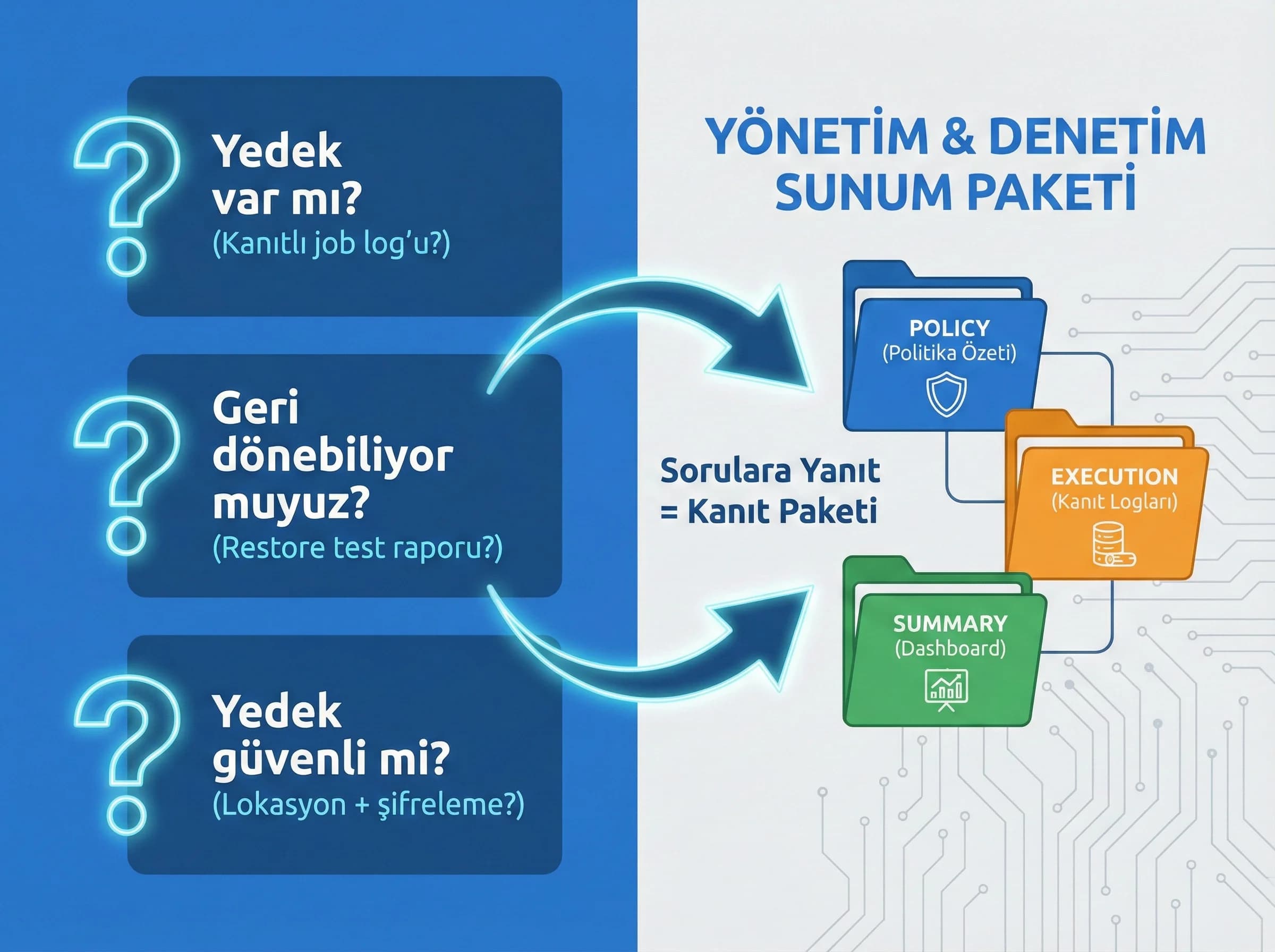 3 kritik yedekleme sorusu, yönetim ve teknik ekip için ortak kontrol