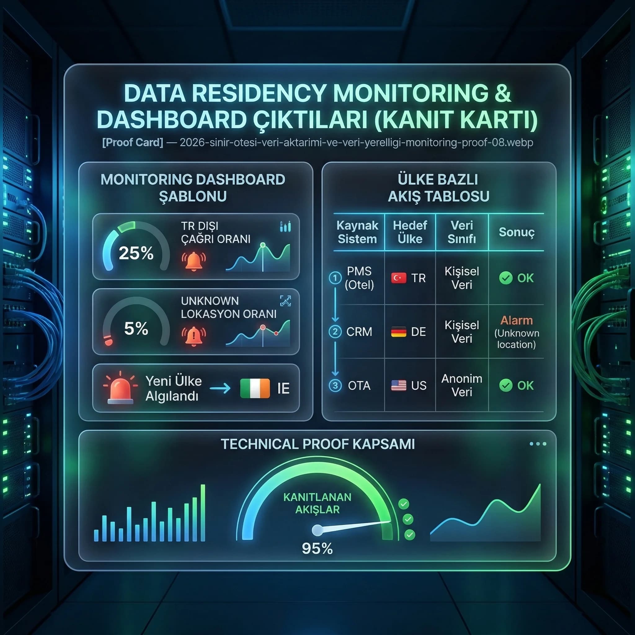 Monitoring dashboard şablonu ve ülke bazlı akış tablosu çıktıları, denetimde kanıt üretir