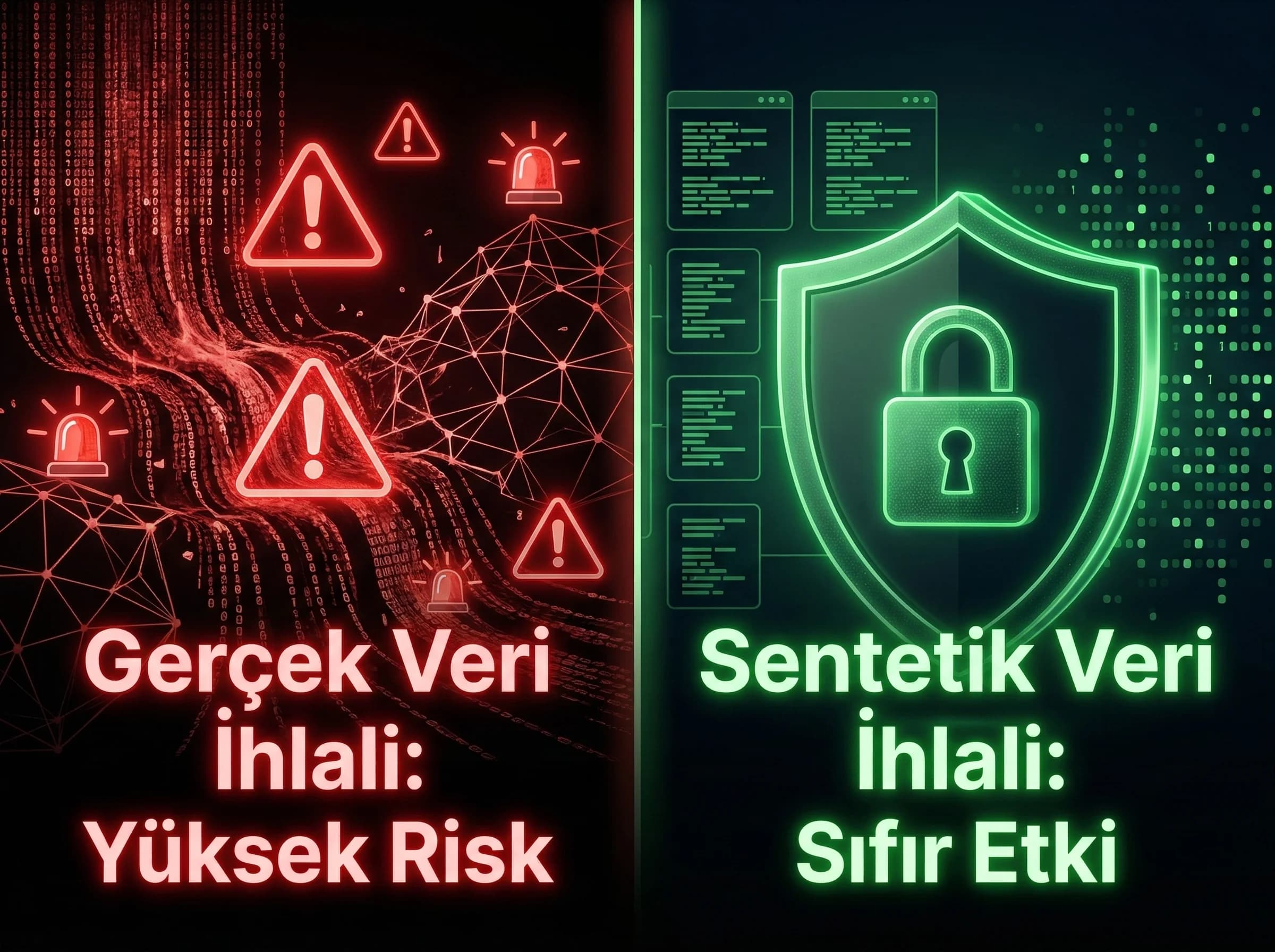 Gerçek veri vs sentetik veri karşılaştırması, test ihlali etkisini görünür kılar