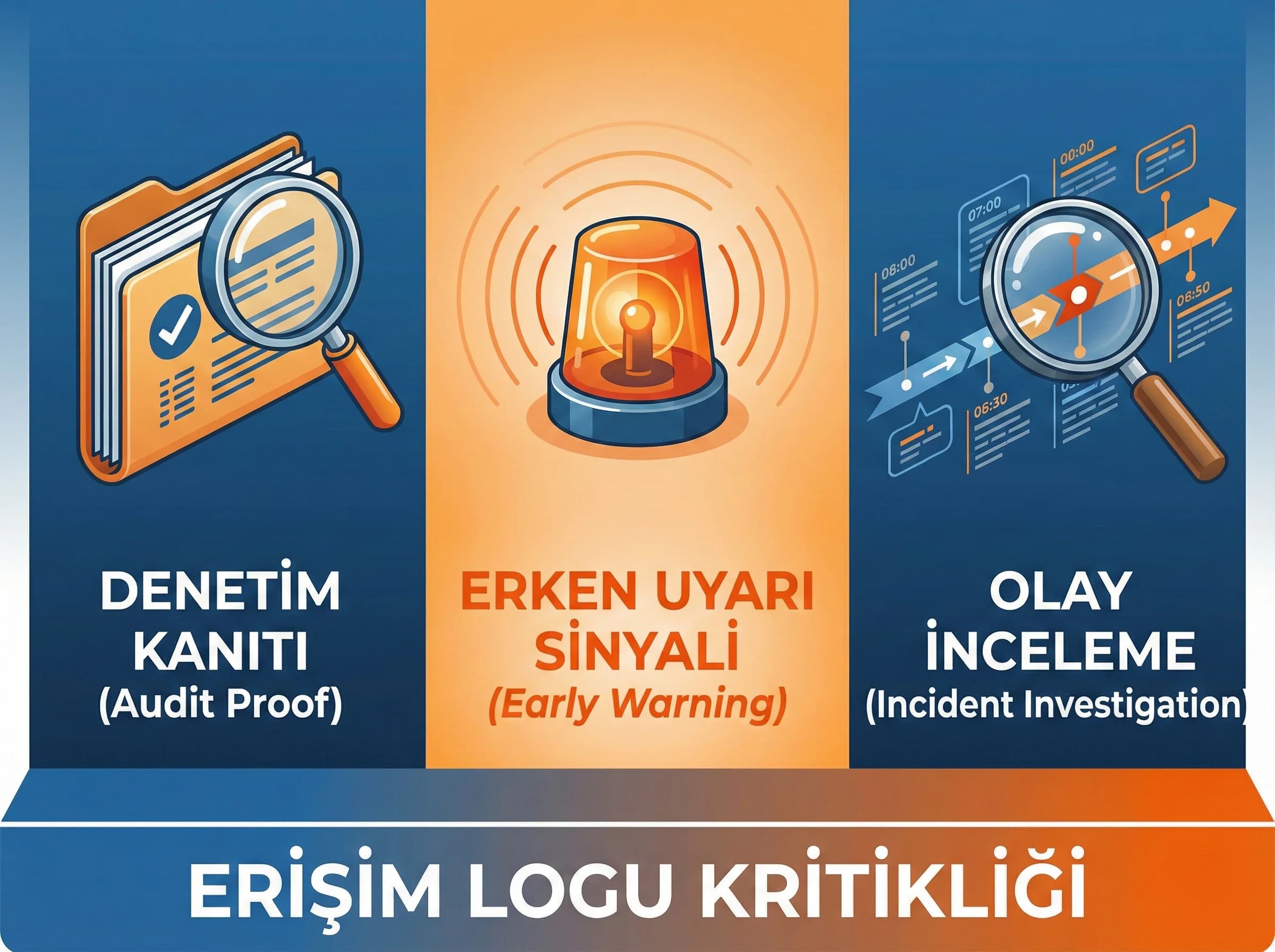 Erişim logu neden kritik, denetim kanıtı ve olay inceleme faydasını özetler