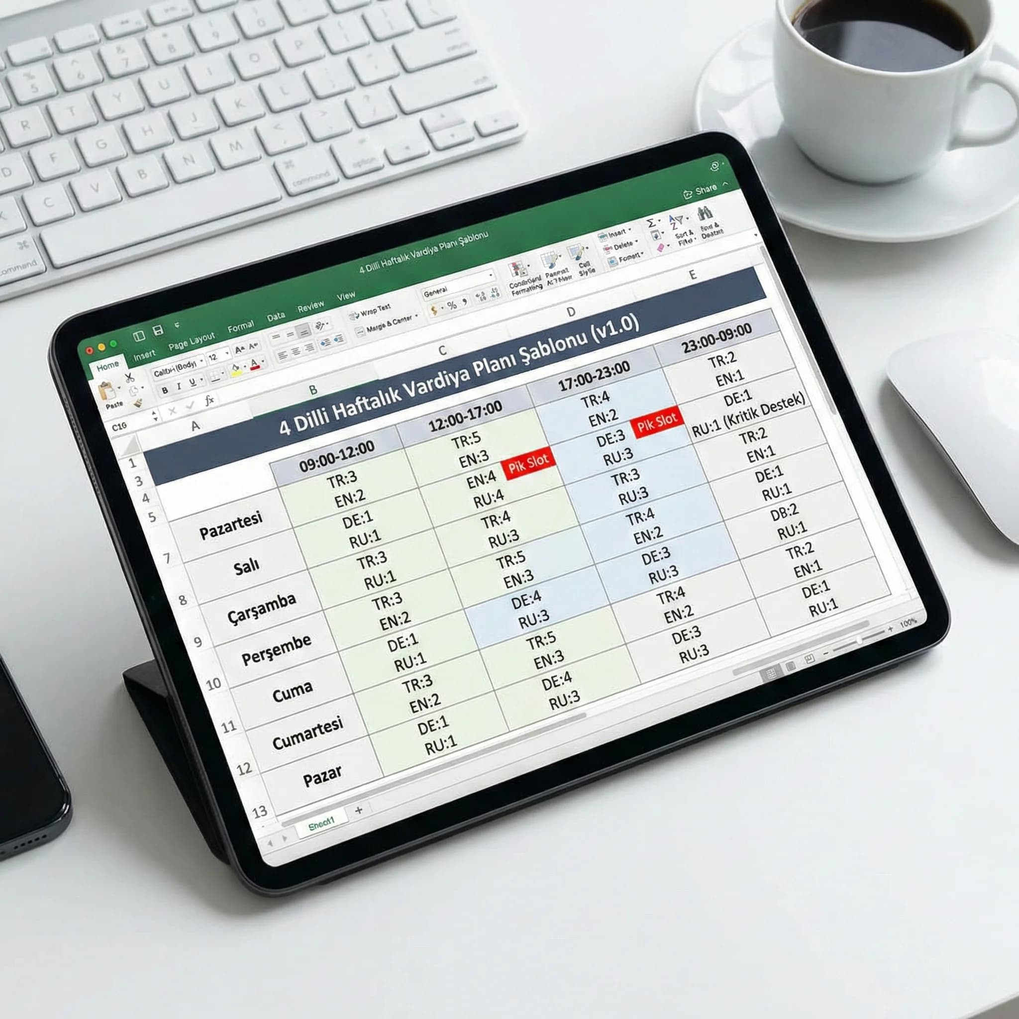Haftalık vardiya matrisi ve mola-eğitim timeline çıktıları, otel ekibine uygulanabilir iskelet