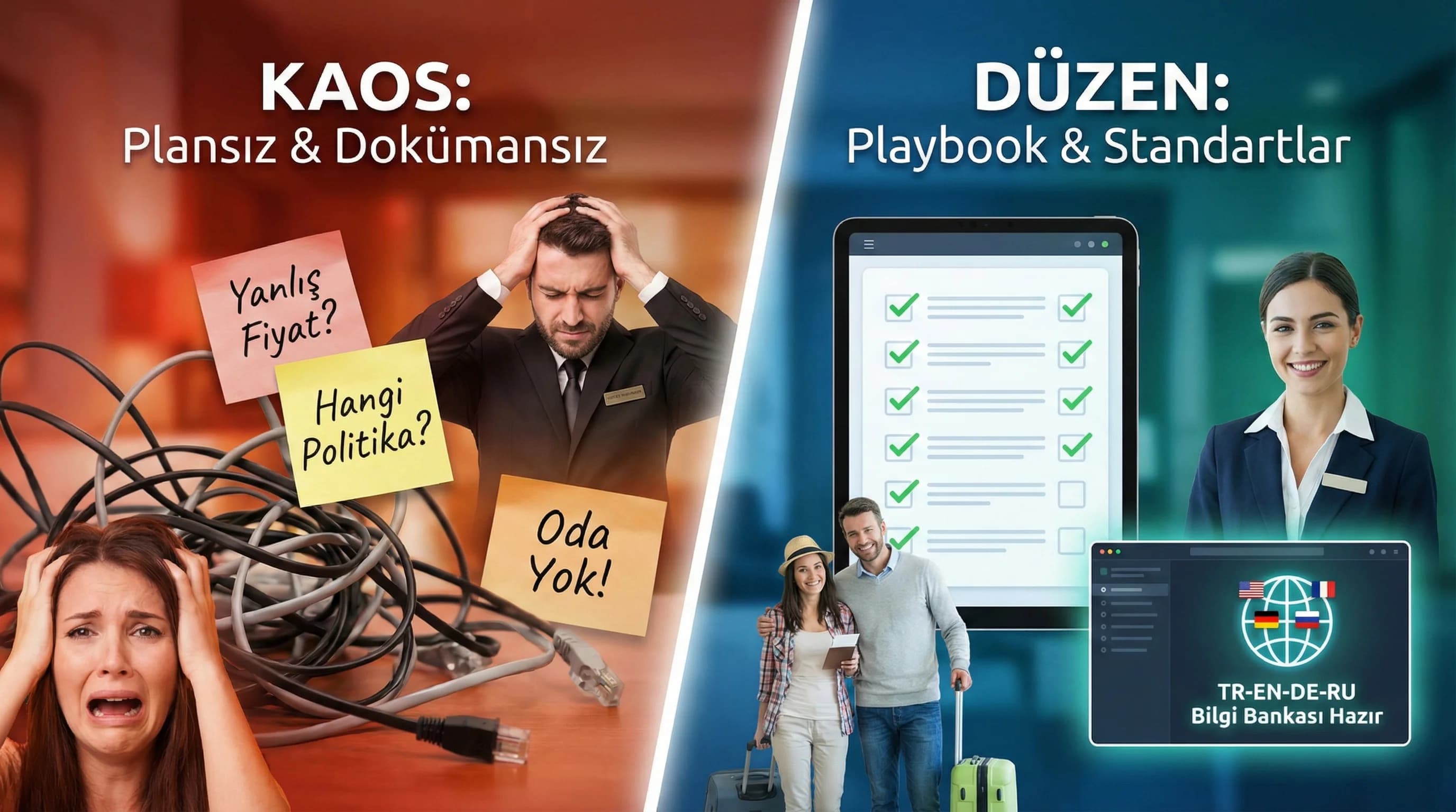 Yeni otel ekleme kaosu ve playbook ile düzen, otel operasyonu bağlamında