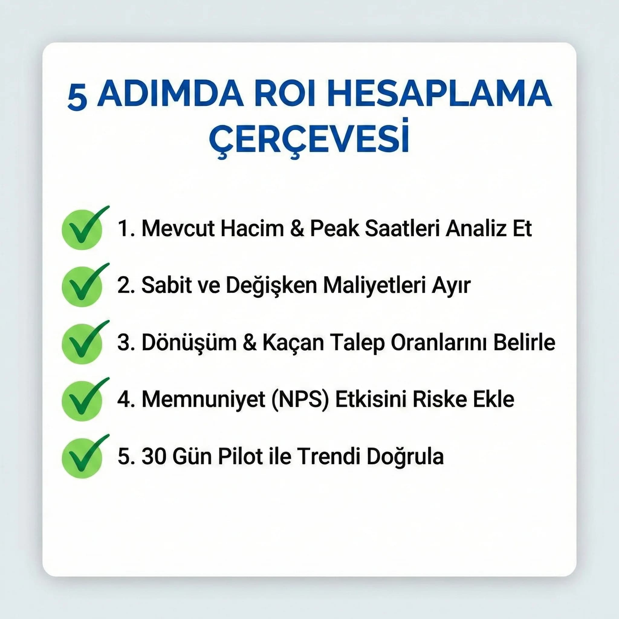 5 adımda ROI hesaplama checklist’i, otel yönetimi için