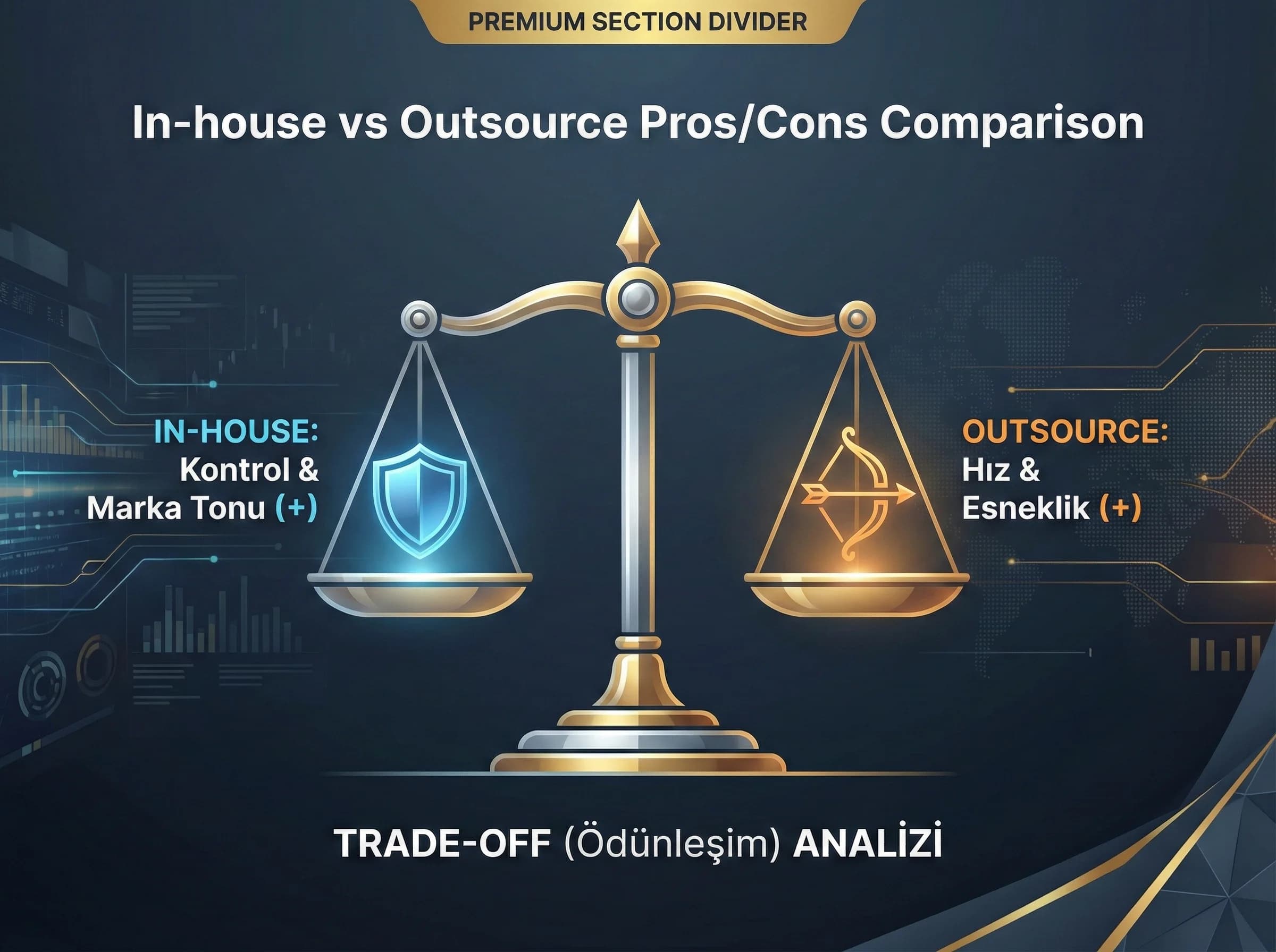 Artı/eksi karşılaştırma bölümü, outsource ve in-house farkları