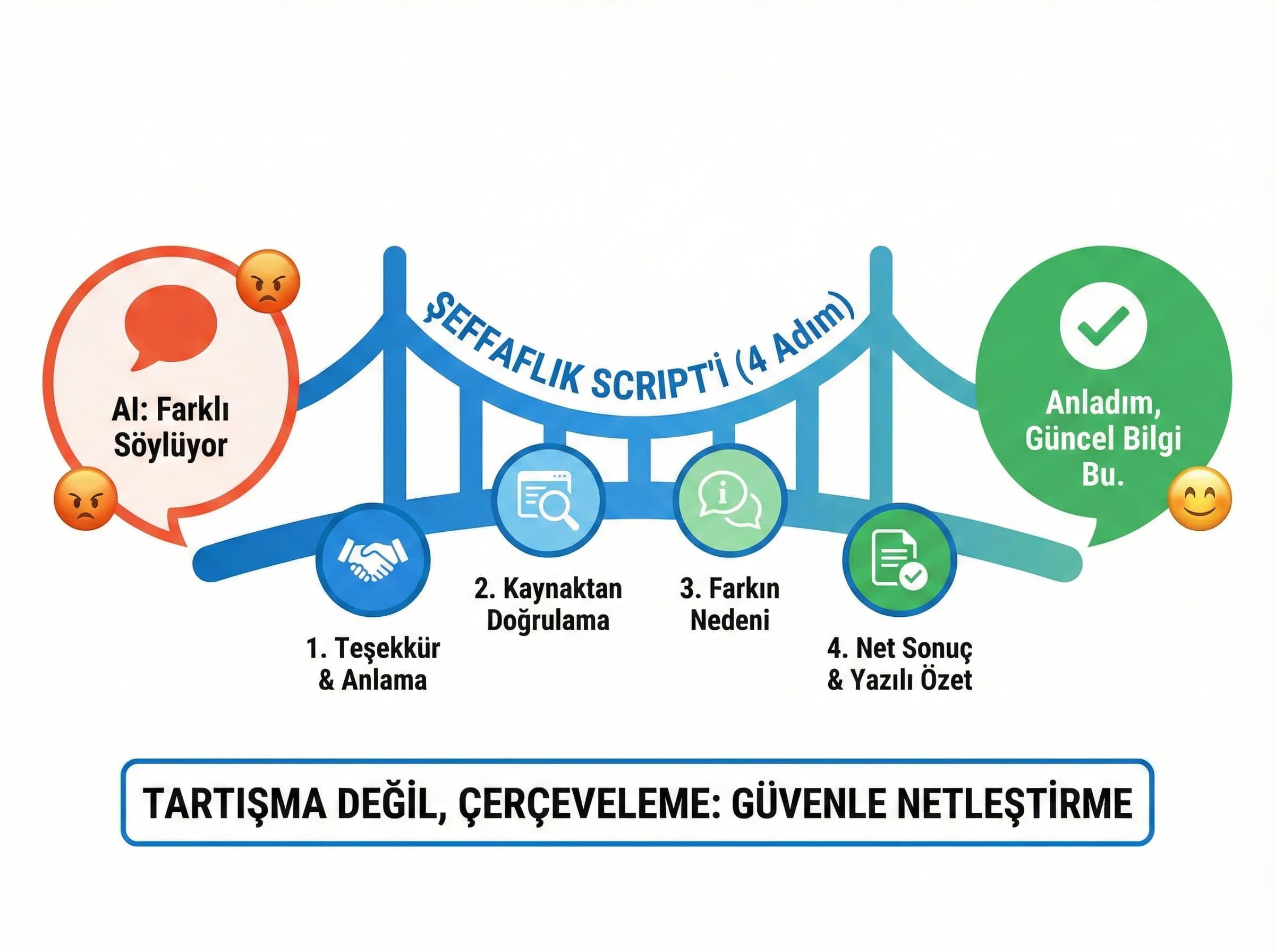 AI başka dedi itiraz yönetimi bölümü, şeffaflık ve güven teması