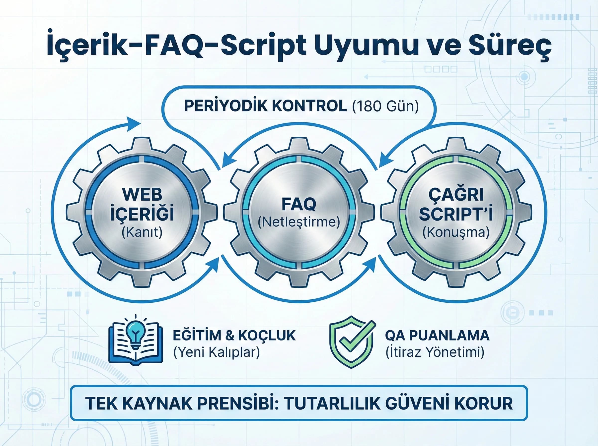 FAQ–script–web uyumu bölümü, içerik tutarlılığı teması