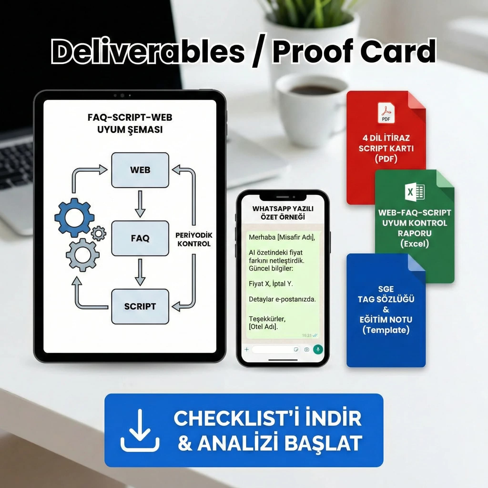 İtiraz kartları ve FAQ–script–web uyum şeması, uygulama kanıt kartı