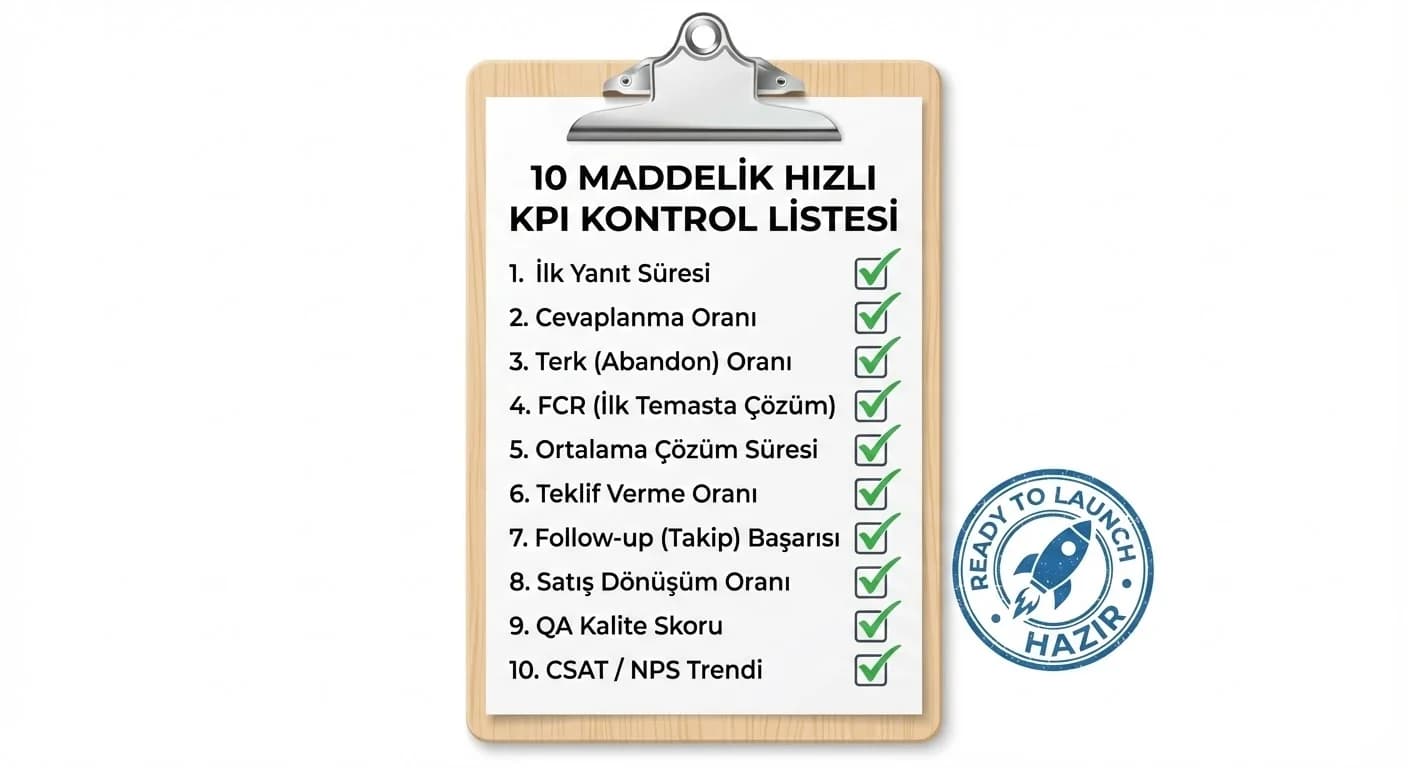 4 dilli çağrı merkezi KPI checklist’i