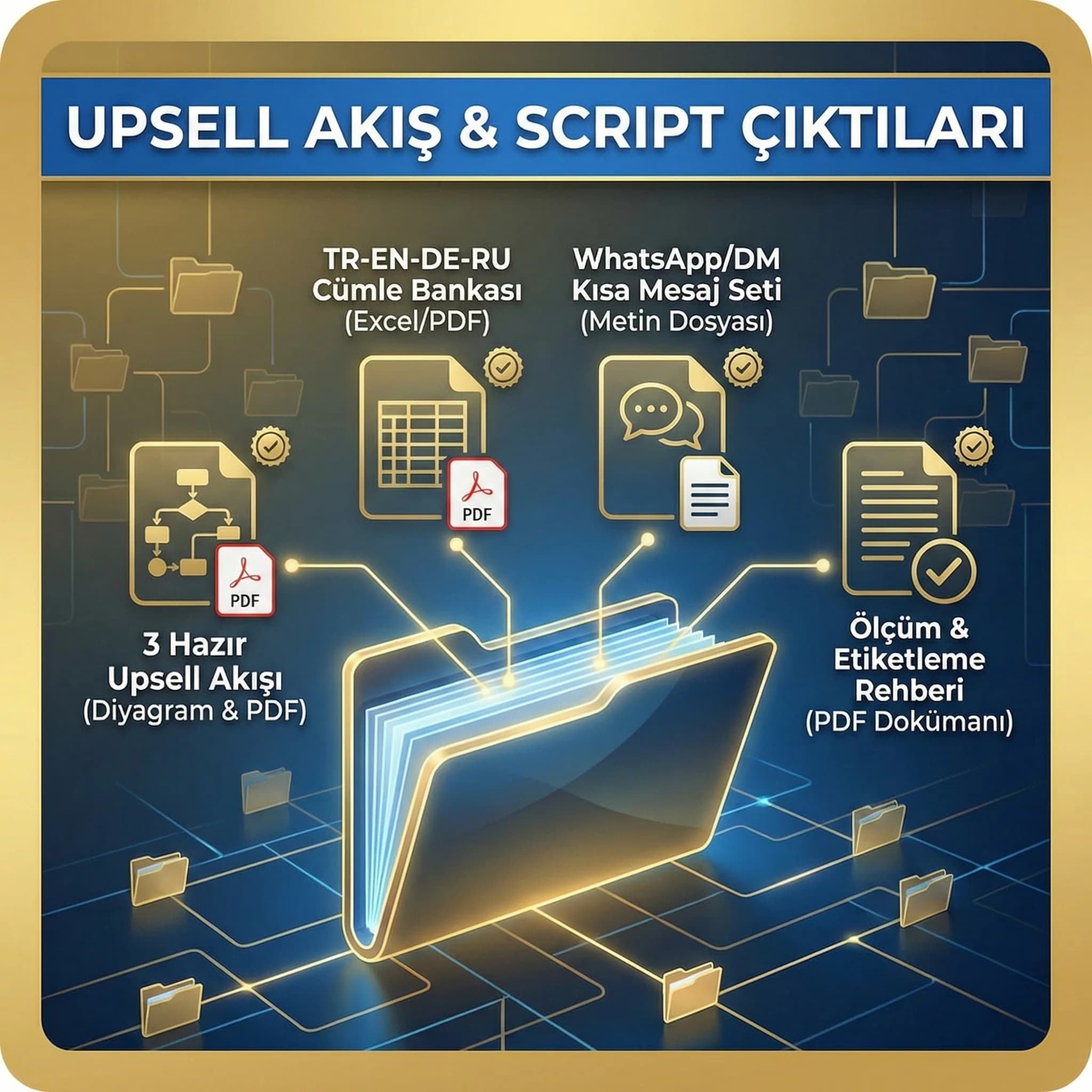 3 hazır upsell akışı ve script kutuları, otel ekibine uygulanabilir çıktılar