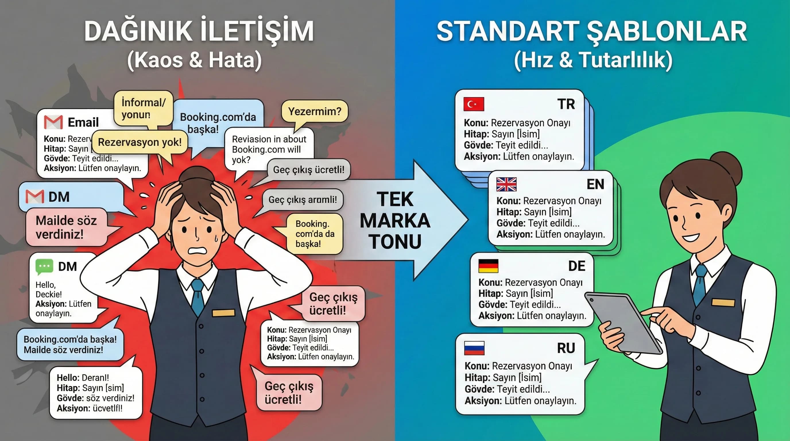 E-posta, OTA ve DM kanalları tek ekranda; otel iletişim standardı ihtiyacı