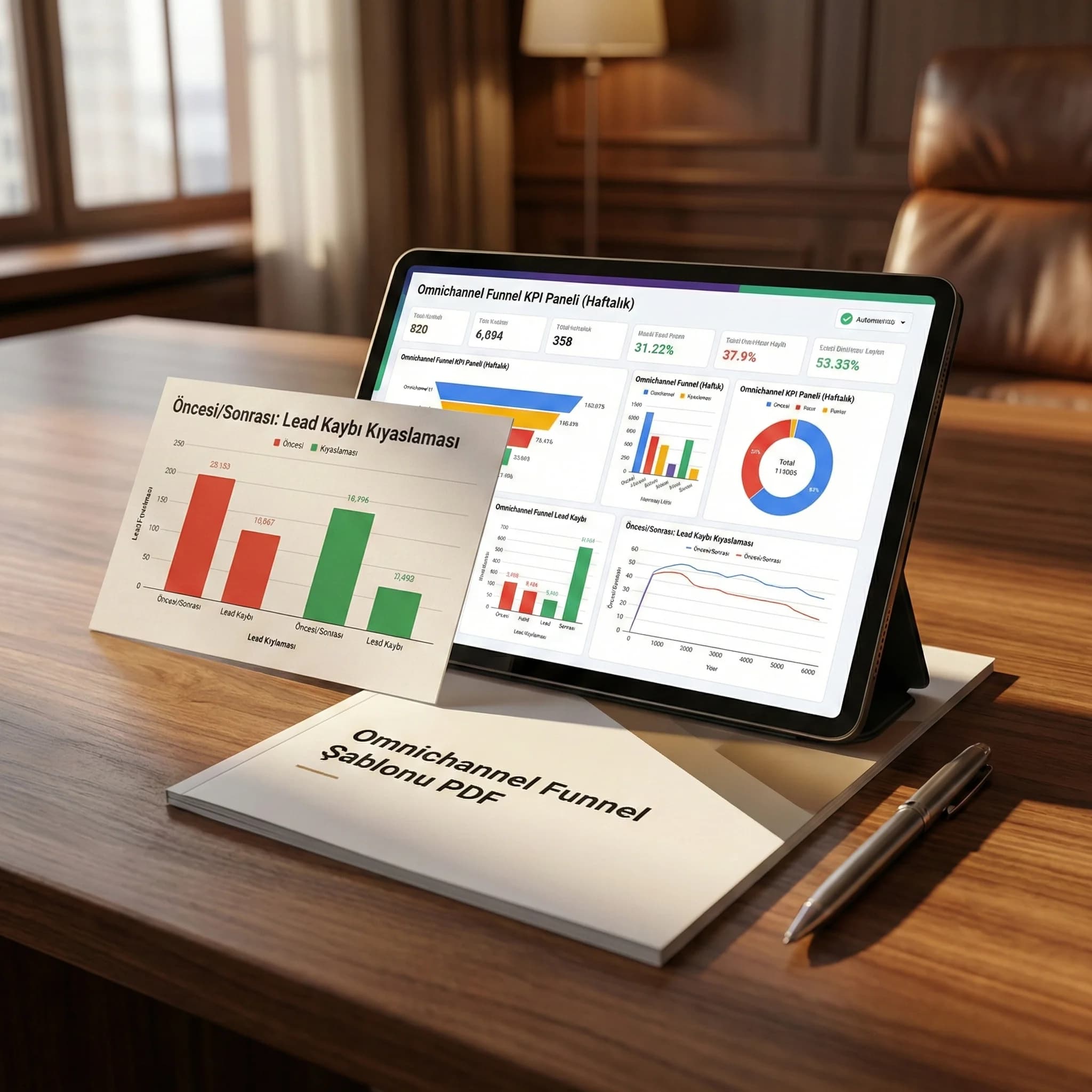 KPI paneli + önce/sonra lead kaybı kıyası