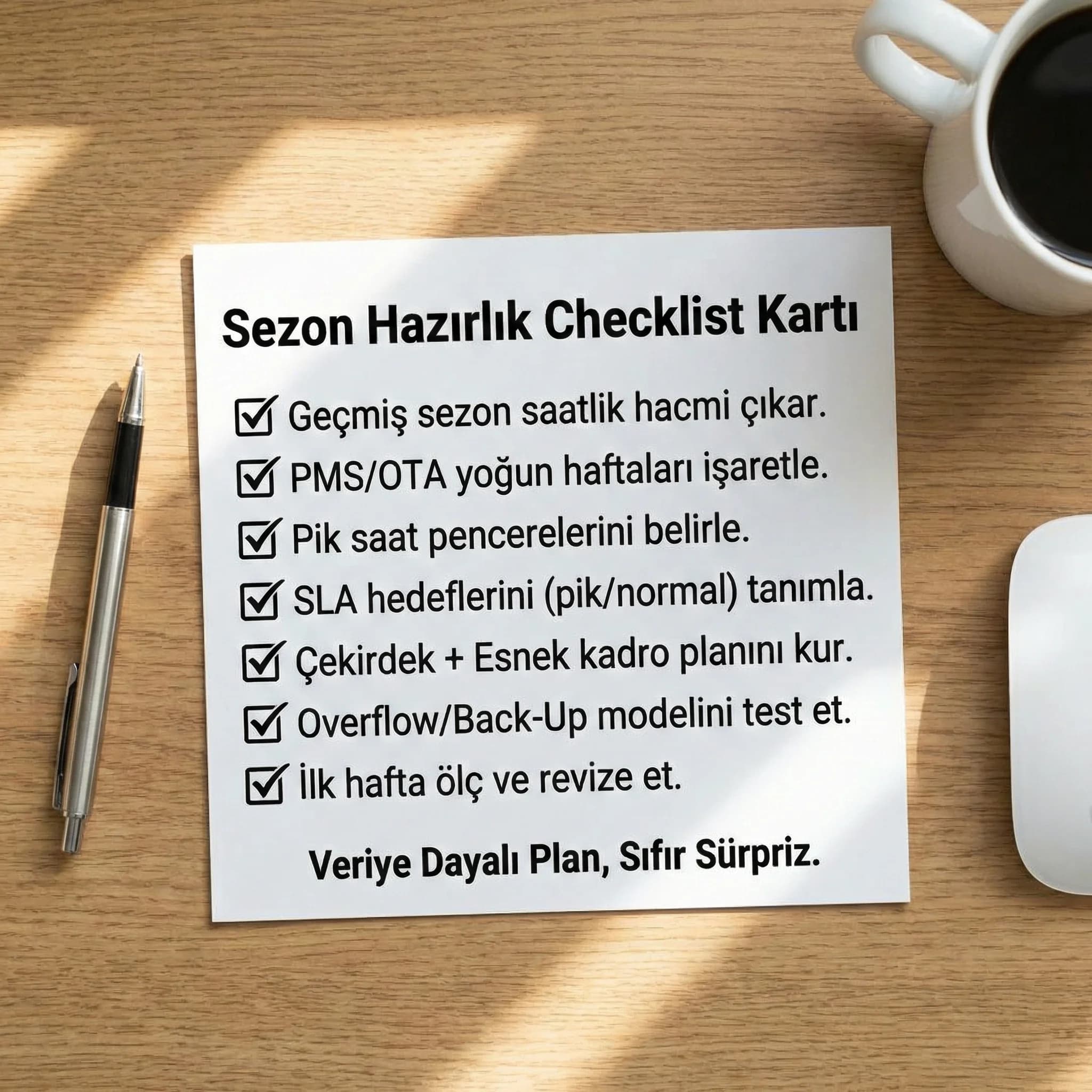 Sezon hazırlık checklist kartı”