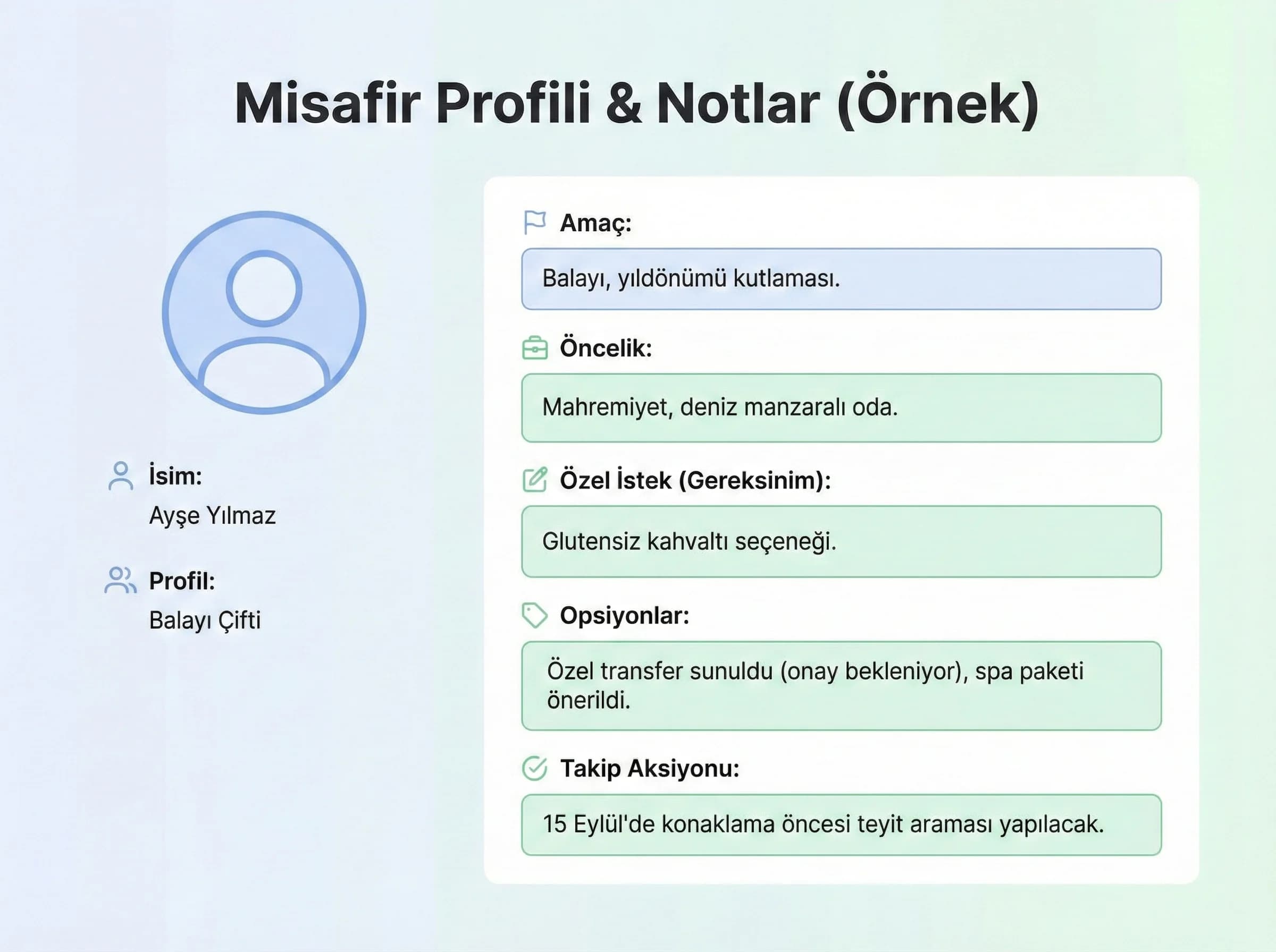 Misafir not ekranı örneği (sade/erişilebilir)