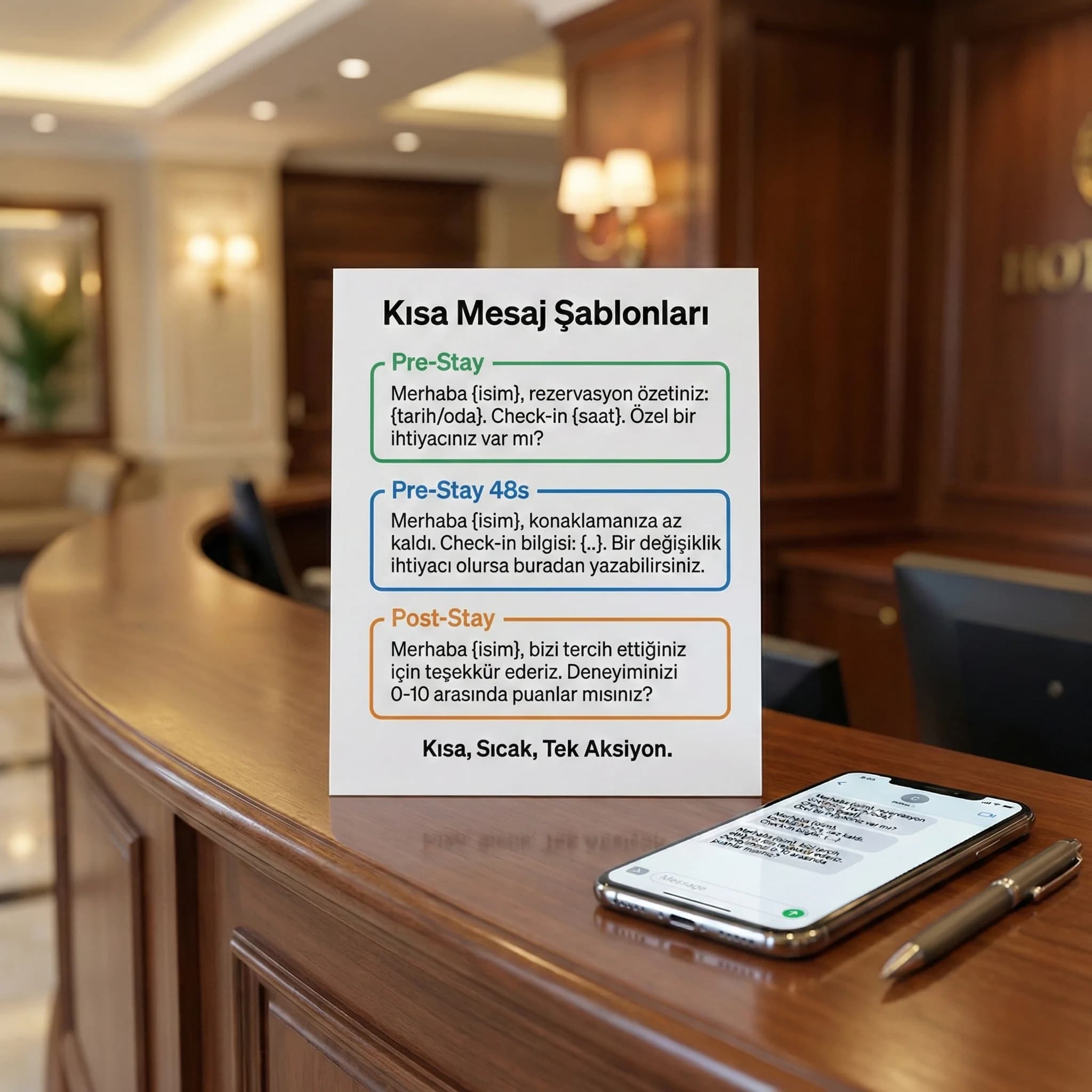 Hazır mesaj şablonları kartı