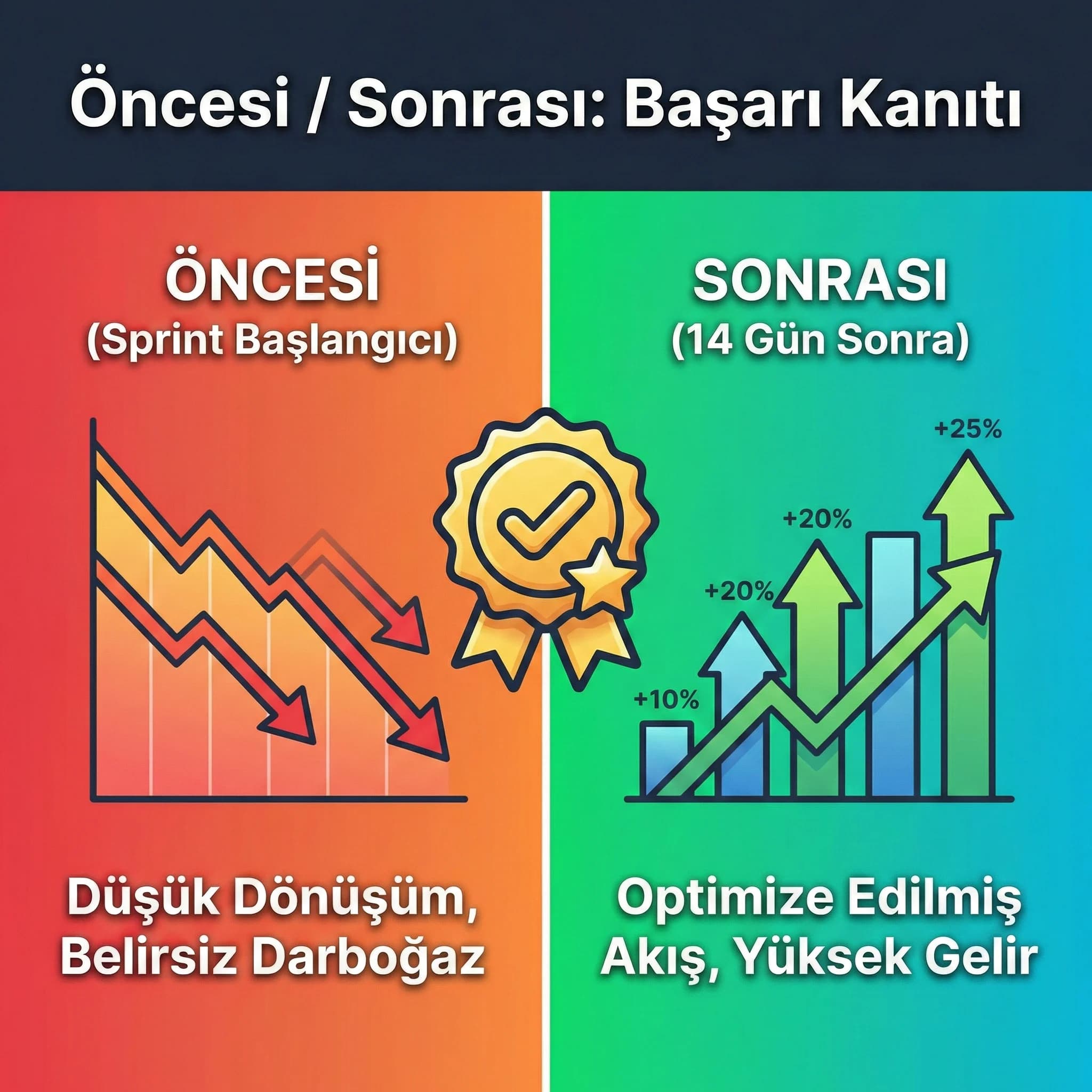 Öncesi/sonrası karşılaştırma + rapor çıktıları