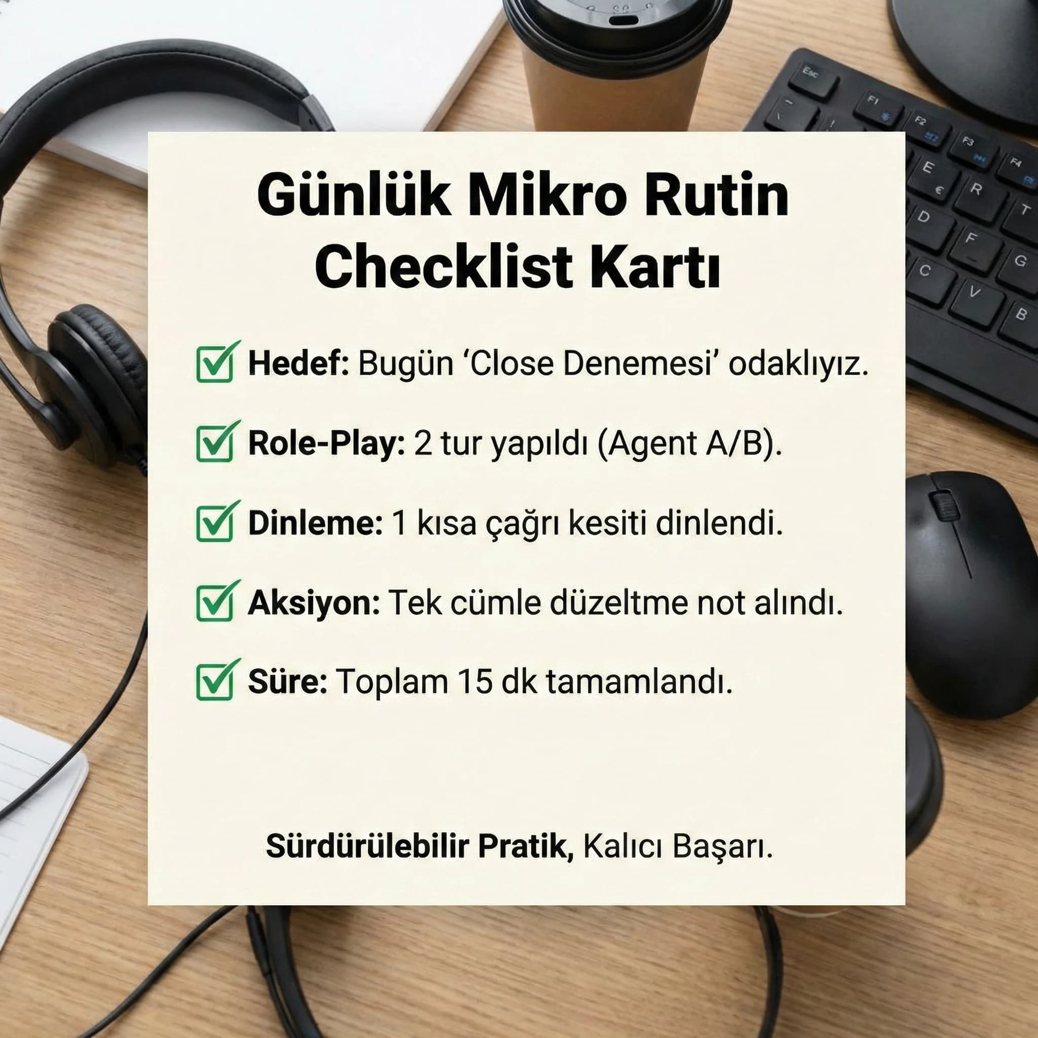 Günlük mikro rutin checklist kartı