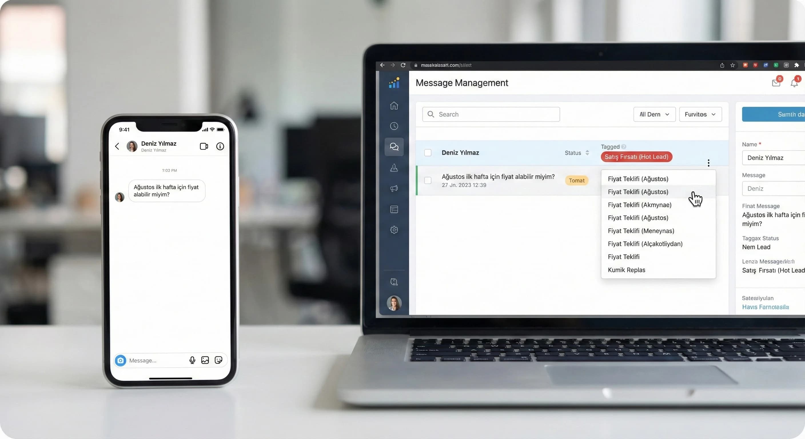 DM ve WhatsApp mesajlarının satış fırsatına dönüşmesini anlatan görsel