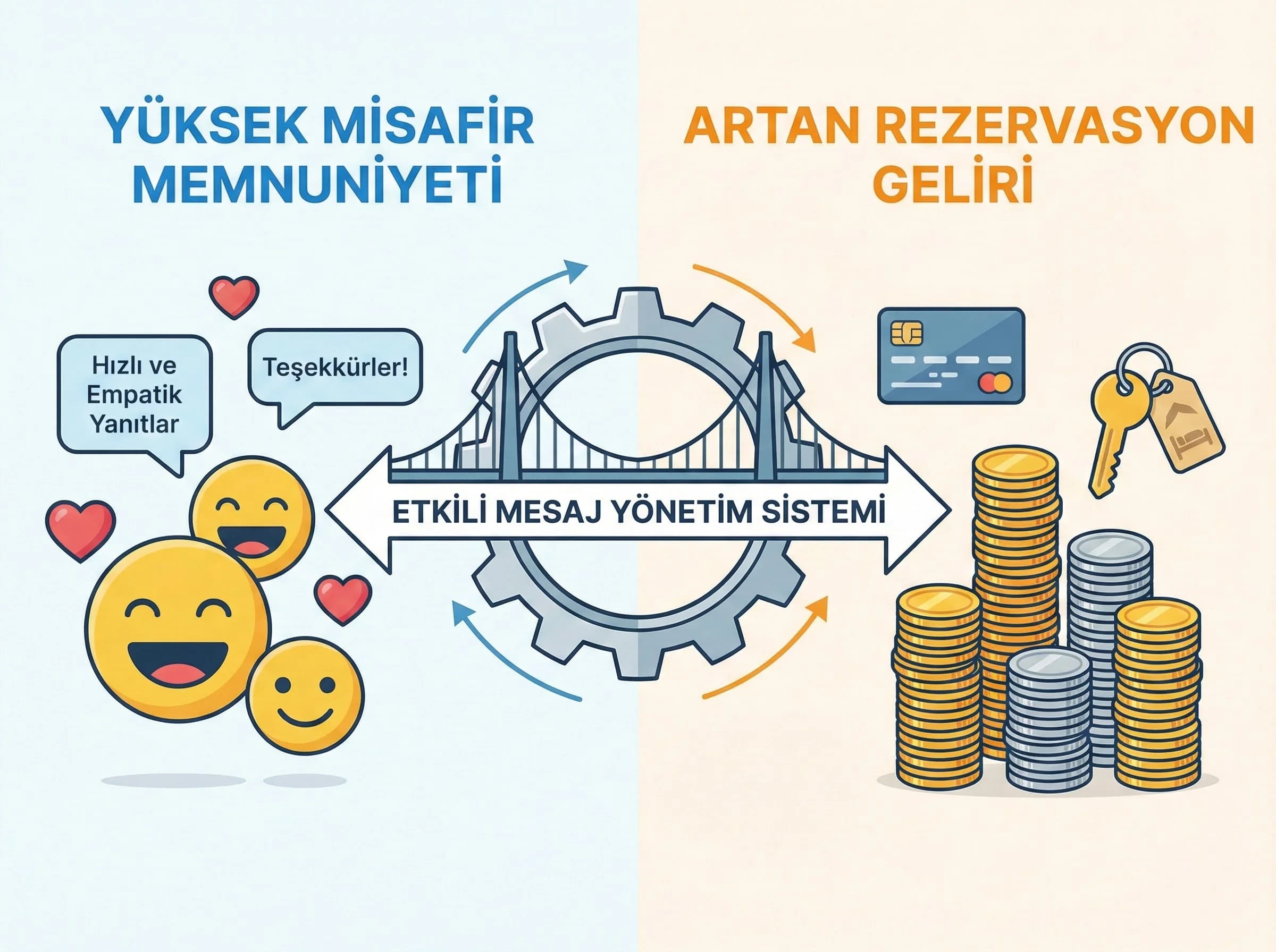 Mesaj yönetiminin memnuniyet ve satış etkisini ayıran bölüm görseli