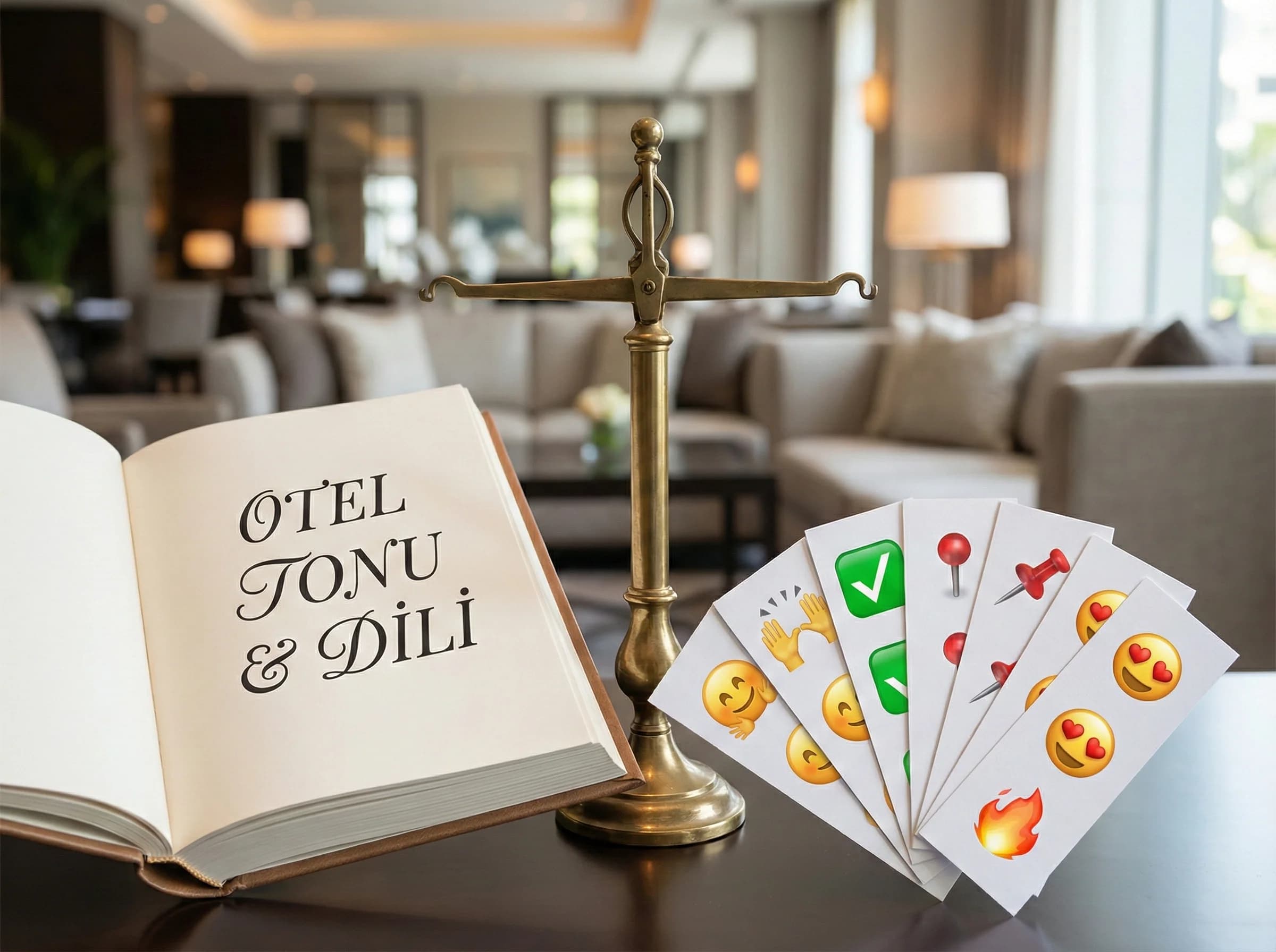 Ton ve emoji kullanım rehberini ayıran instagram DM otel bölüm görseli