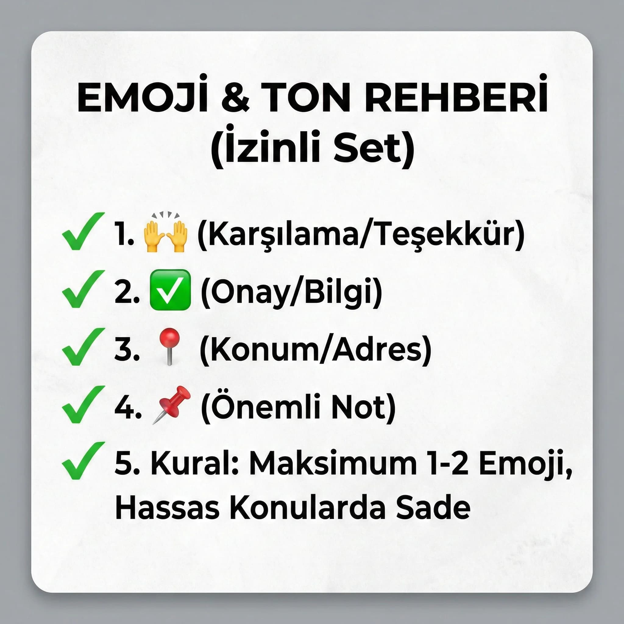 En sık gelen 20 DM için hazır yanıtlar checklist kartı otel görseli