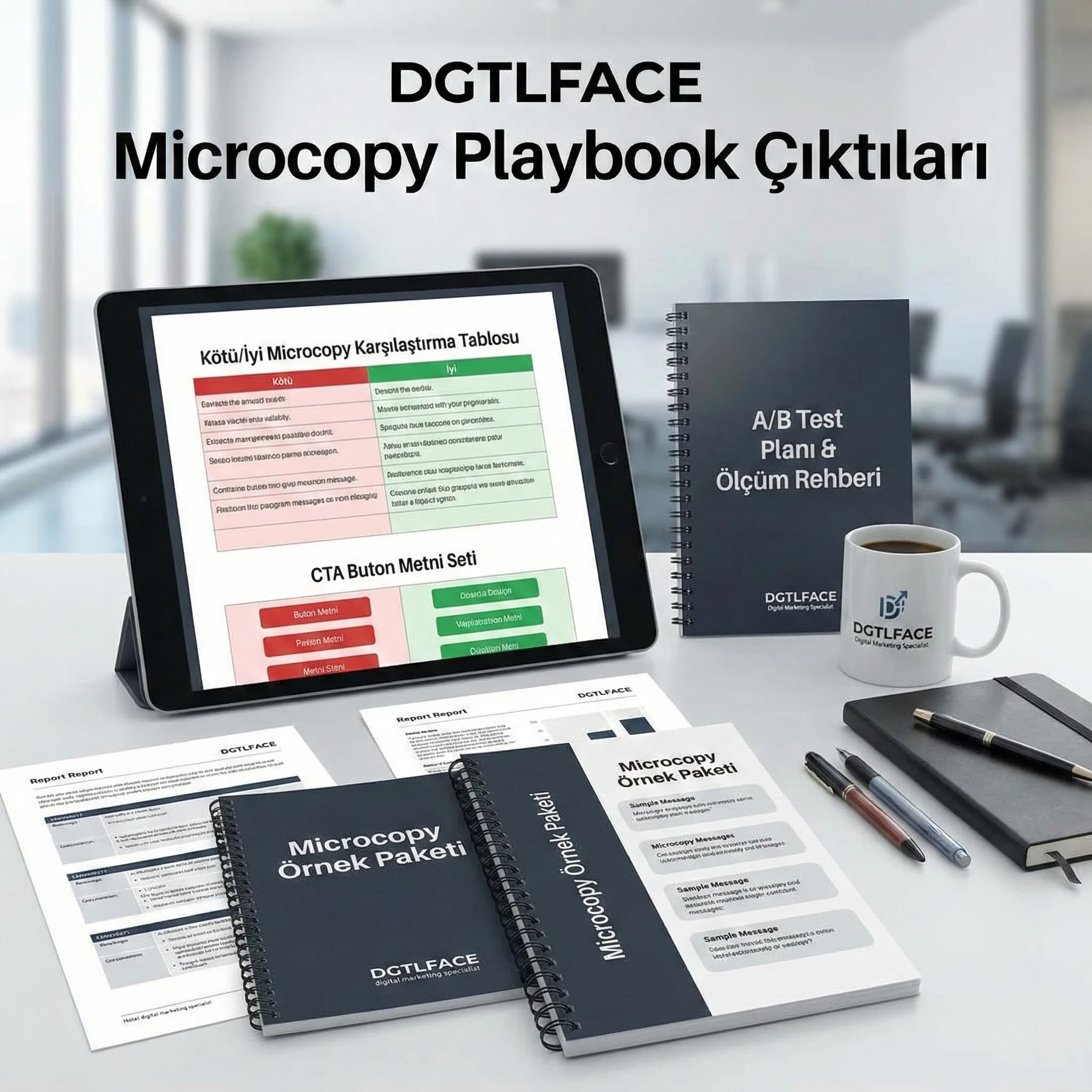 WhatsApp web chat microcopy örnek paketi ve A/B test şablonu kanıt kartı otel görseli