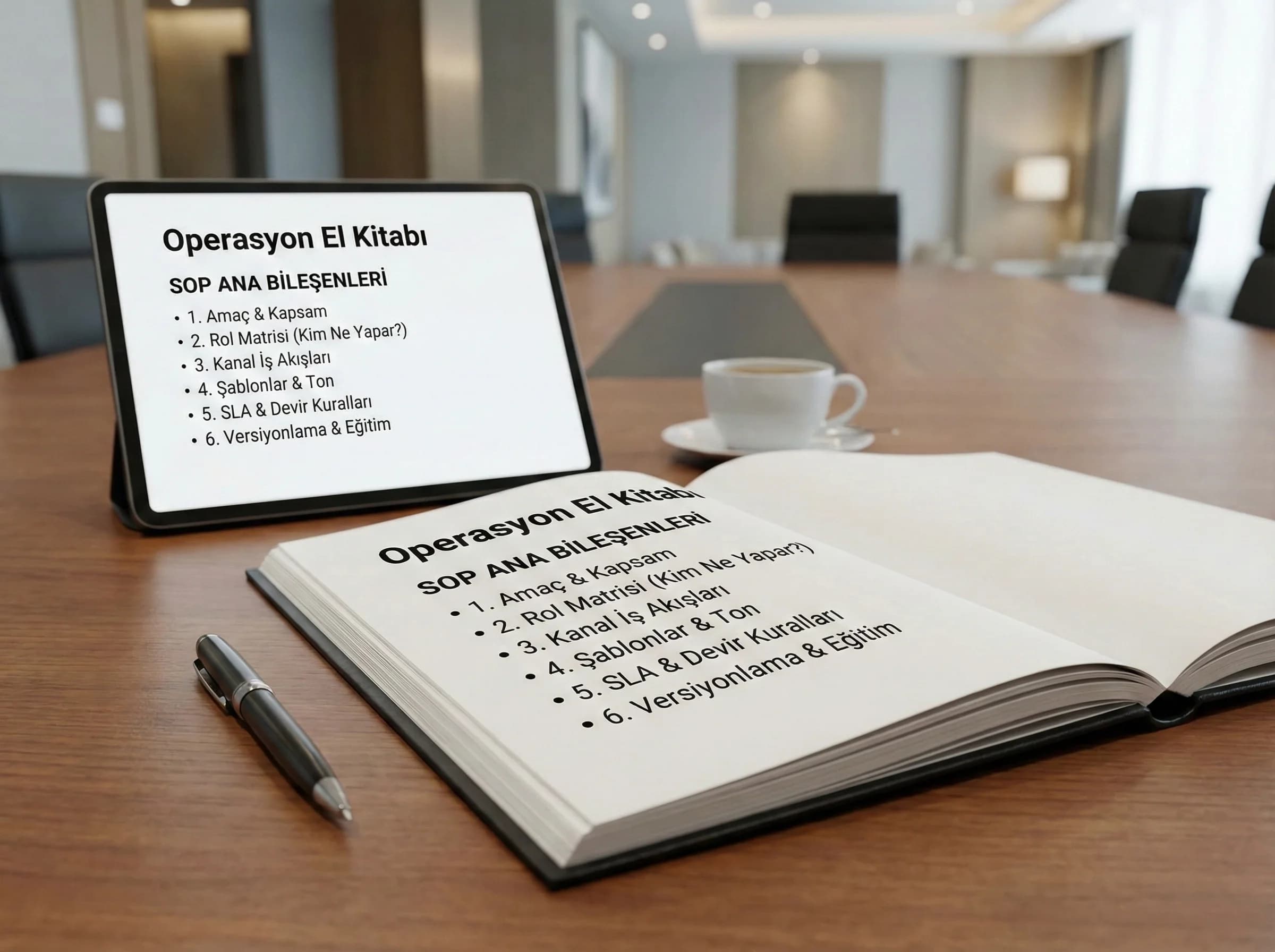 SOP doküman bileşenleri ve başlıklarına geçişi ayıran otel görseli