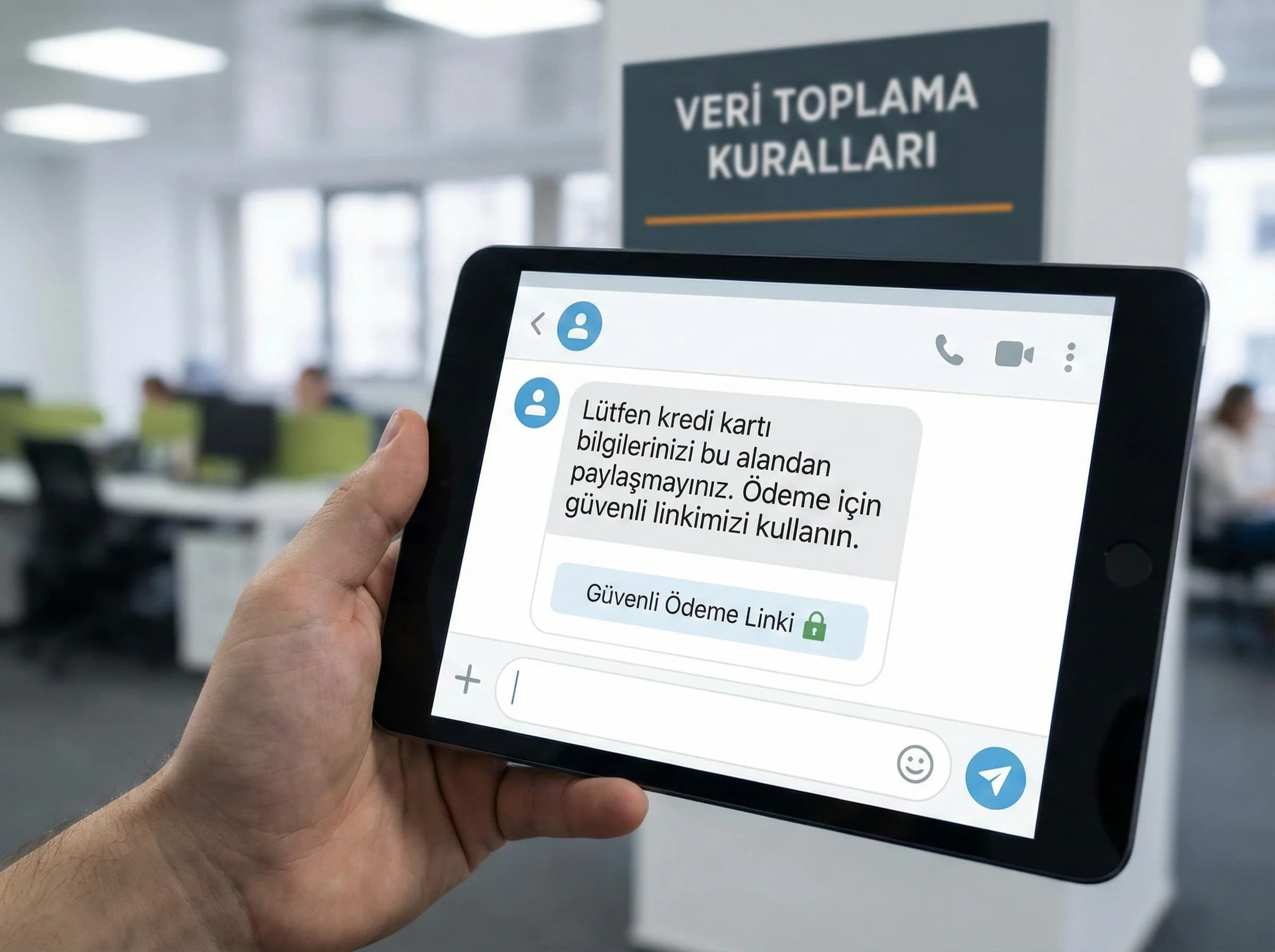 Veri toplama kuralları ve hassas veri yasağı bölümünü ayıran otel görseli
