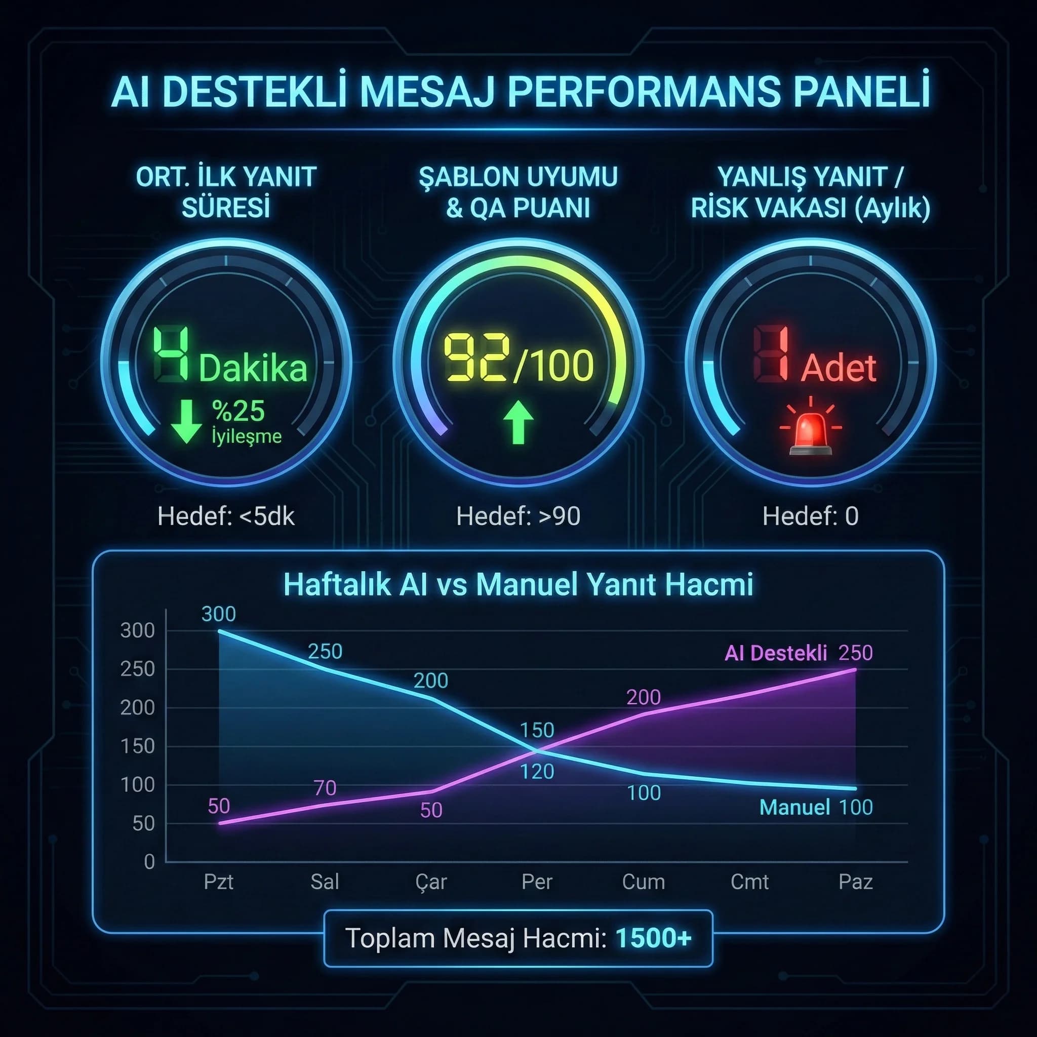Hız + QA + risk KPI paneli