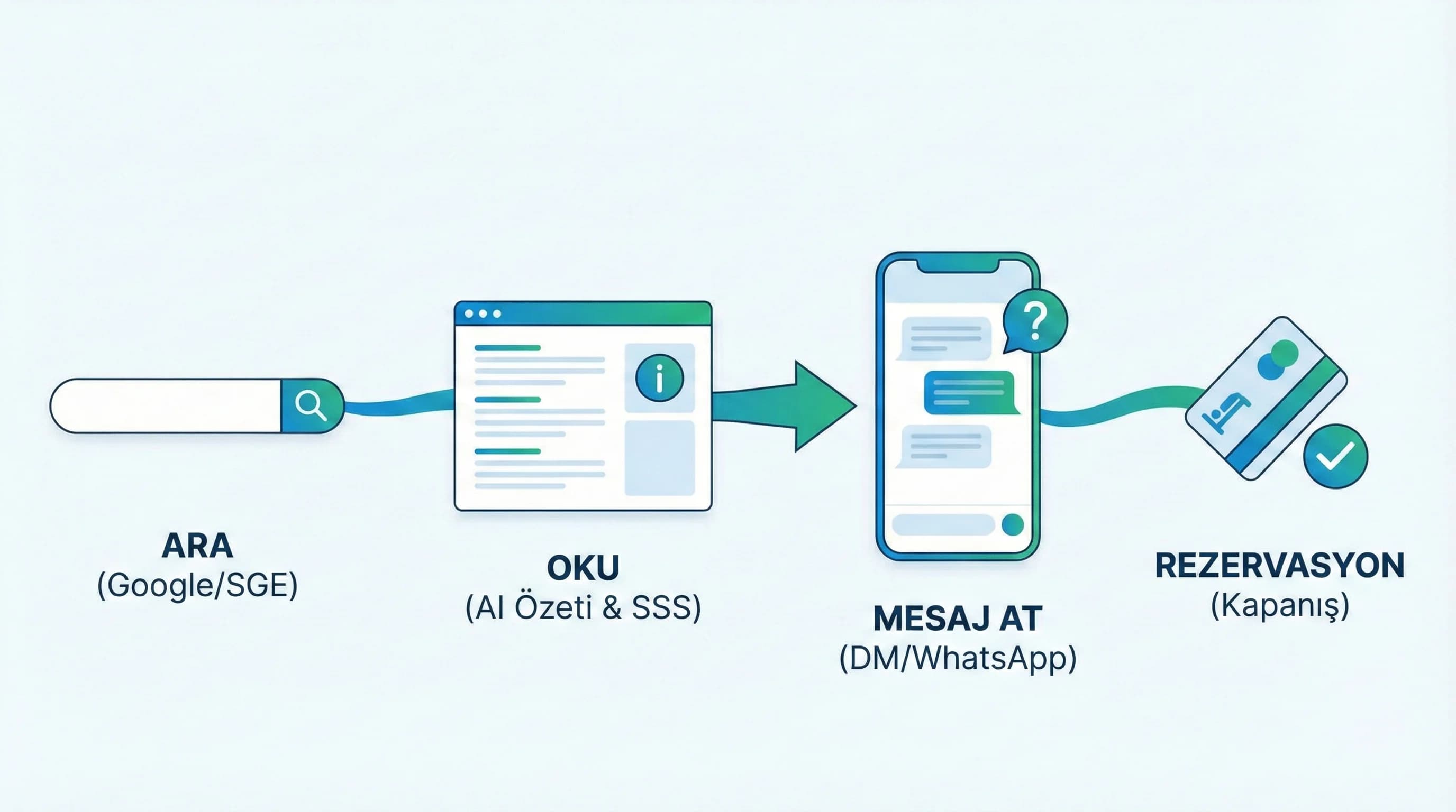 Ara oku mesaj at davranışını ölçmek ve yönetmek için otel funnel görseli