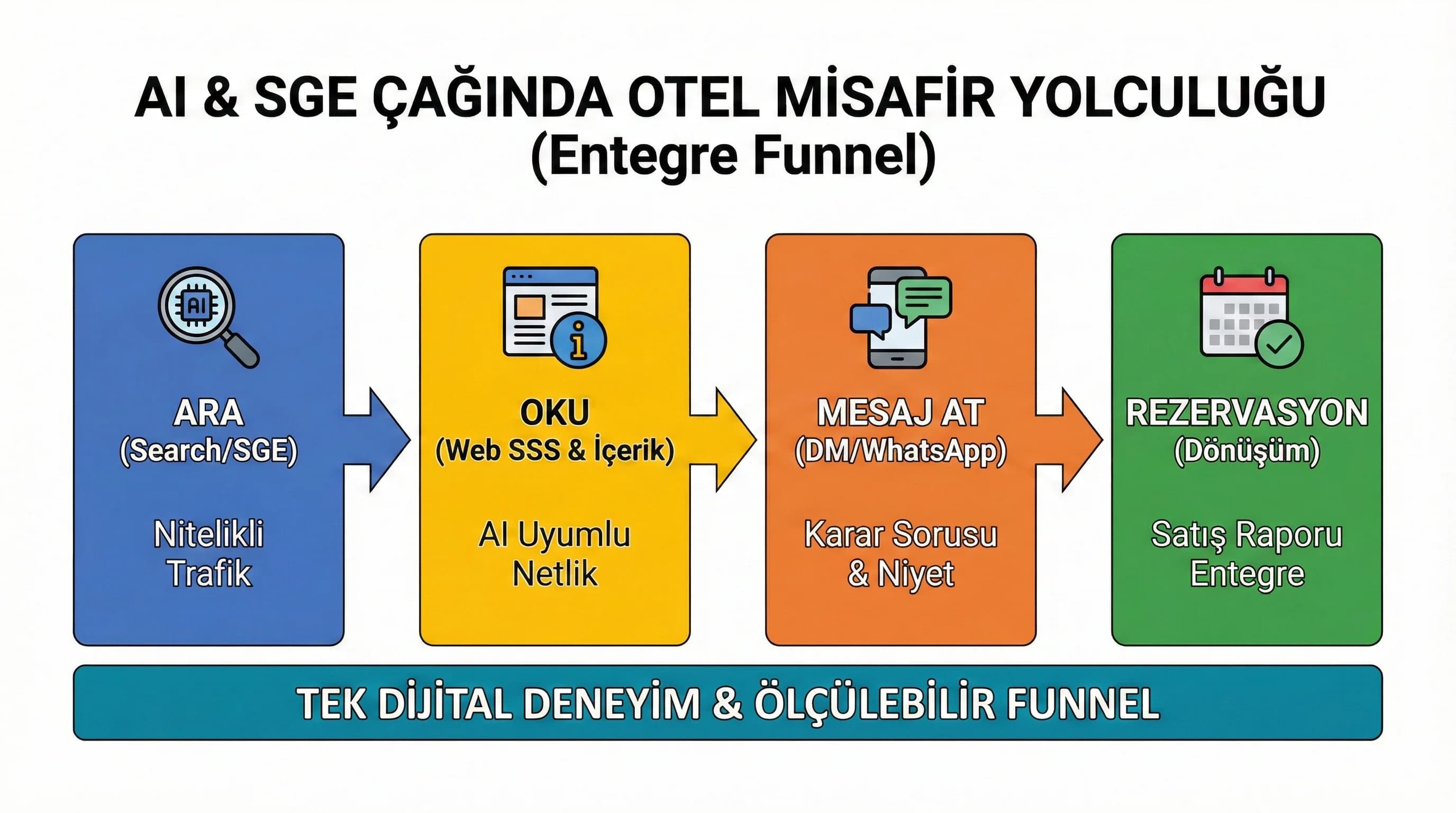 SGE web SSS mesaj rezervasyon yolculuğunu görselleştirmek için otel akış diyagramı
