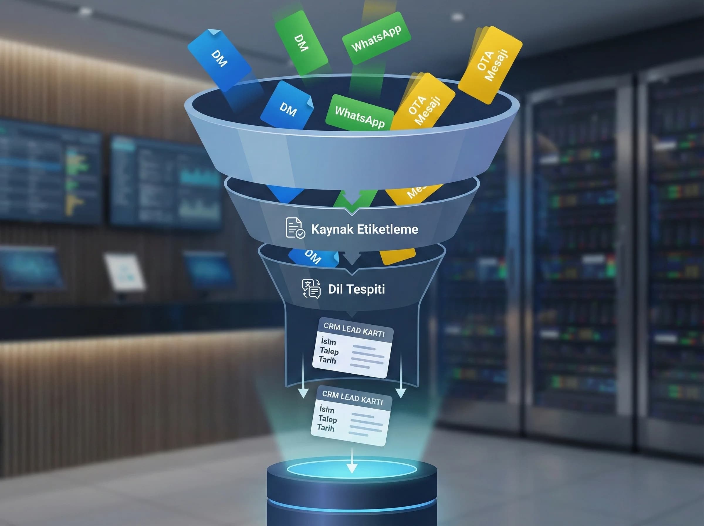 Mesaj kaynaklı lead akışını ayıran otel bölüm görseli