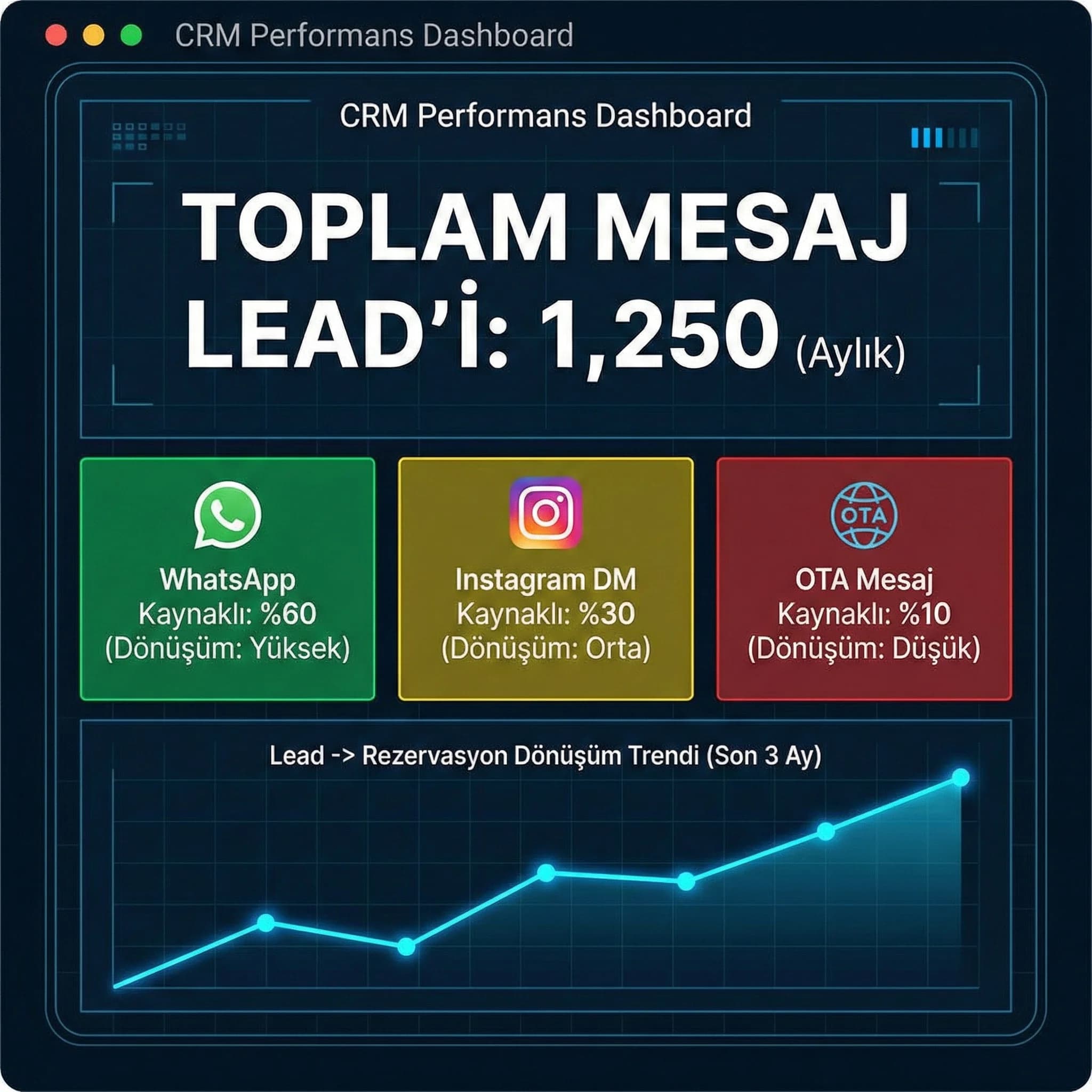 Kaynak bazlı lead sayısı dönüşüm ve duplicate KPI’larını gösteren otel kartı