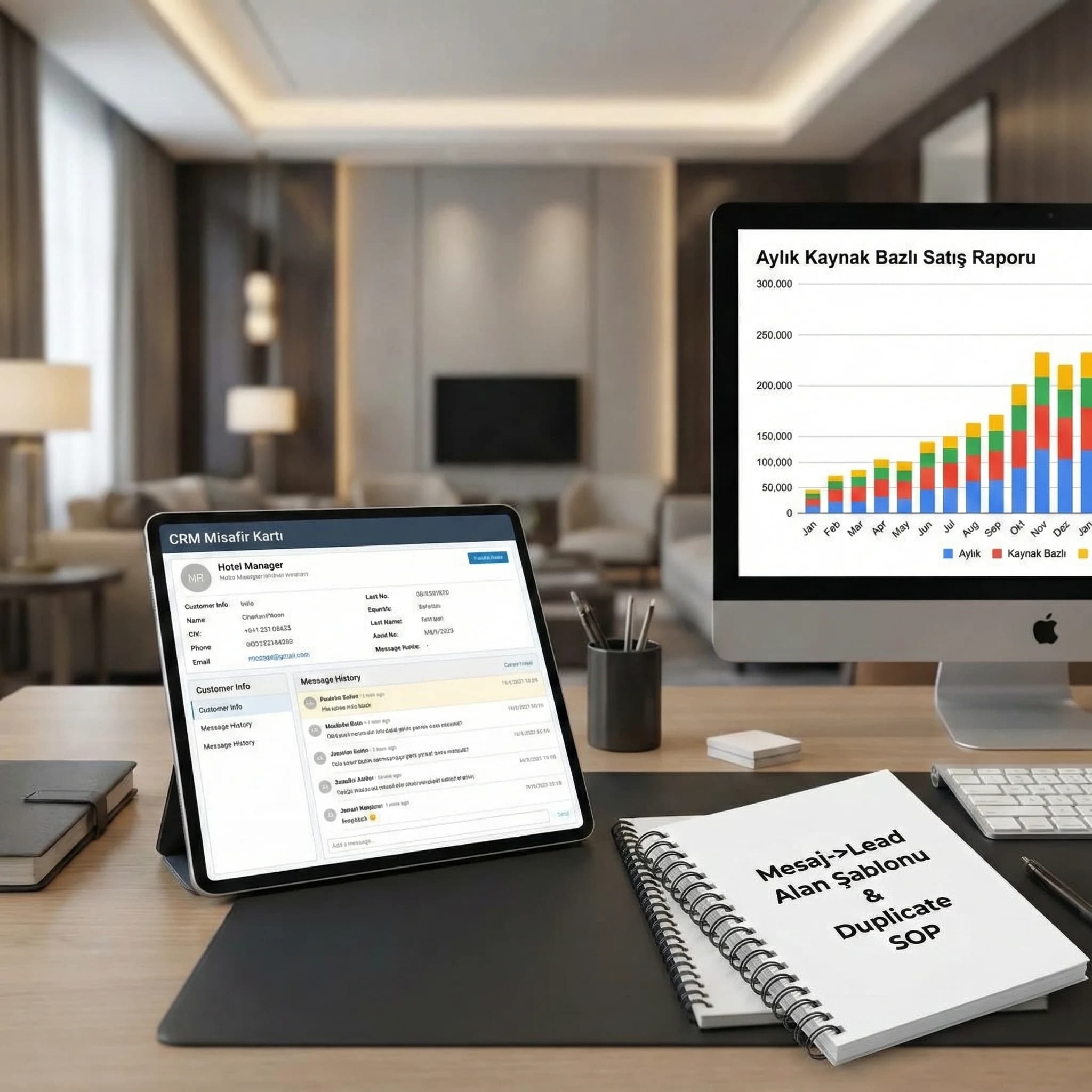 CRM alan şablonu ve entegrasyon çıktılarıyla güven sağlayan otel kanıt kartı