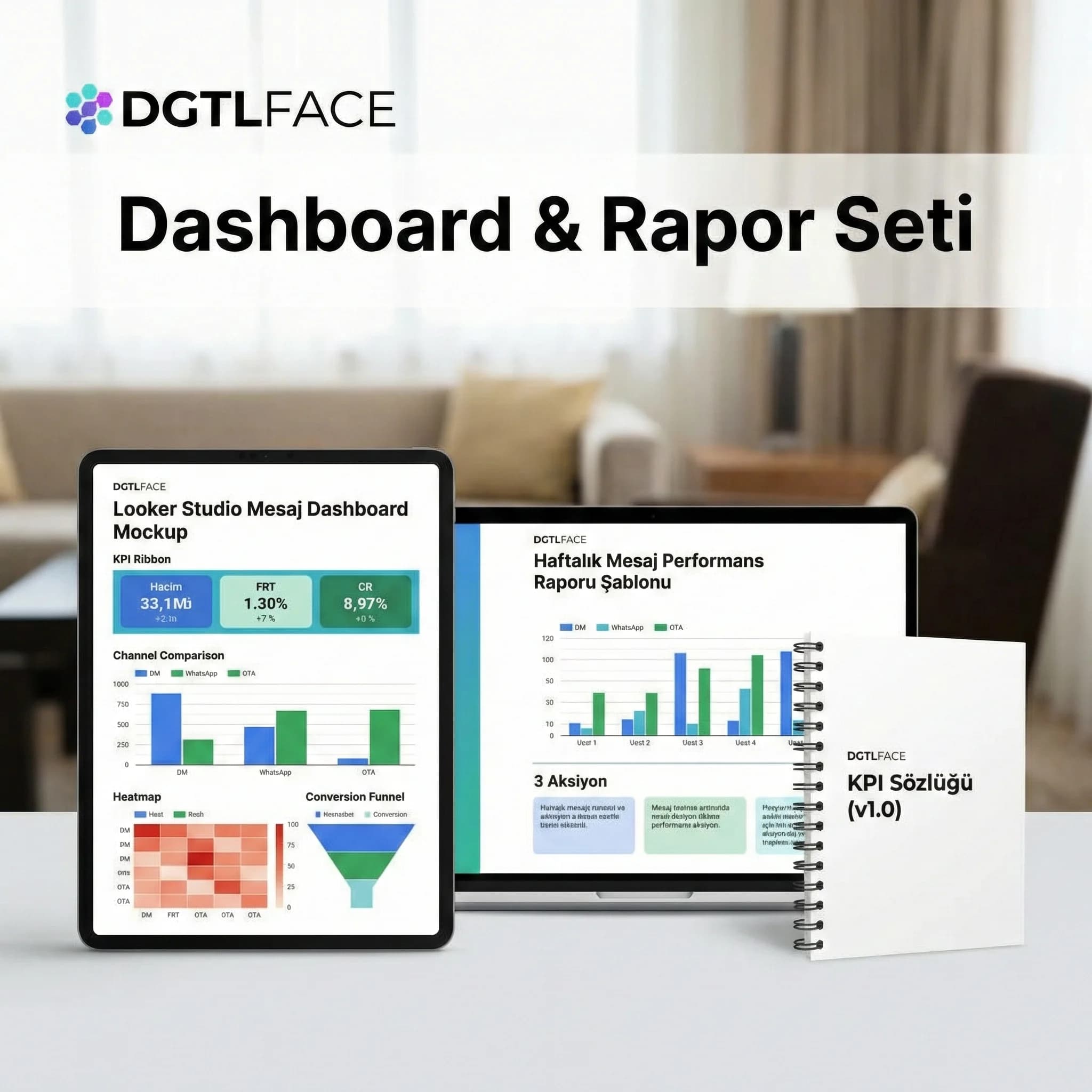 Looker Studio dashboard mockup ve rapor şablonlarıyla güven kanıtı