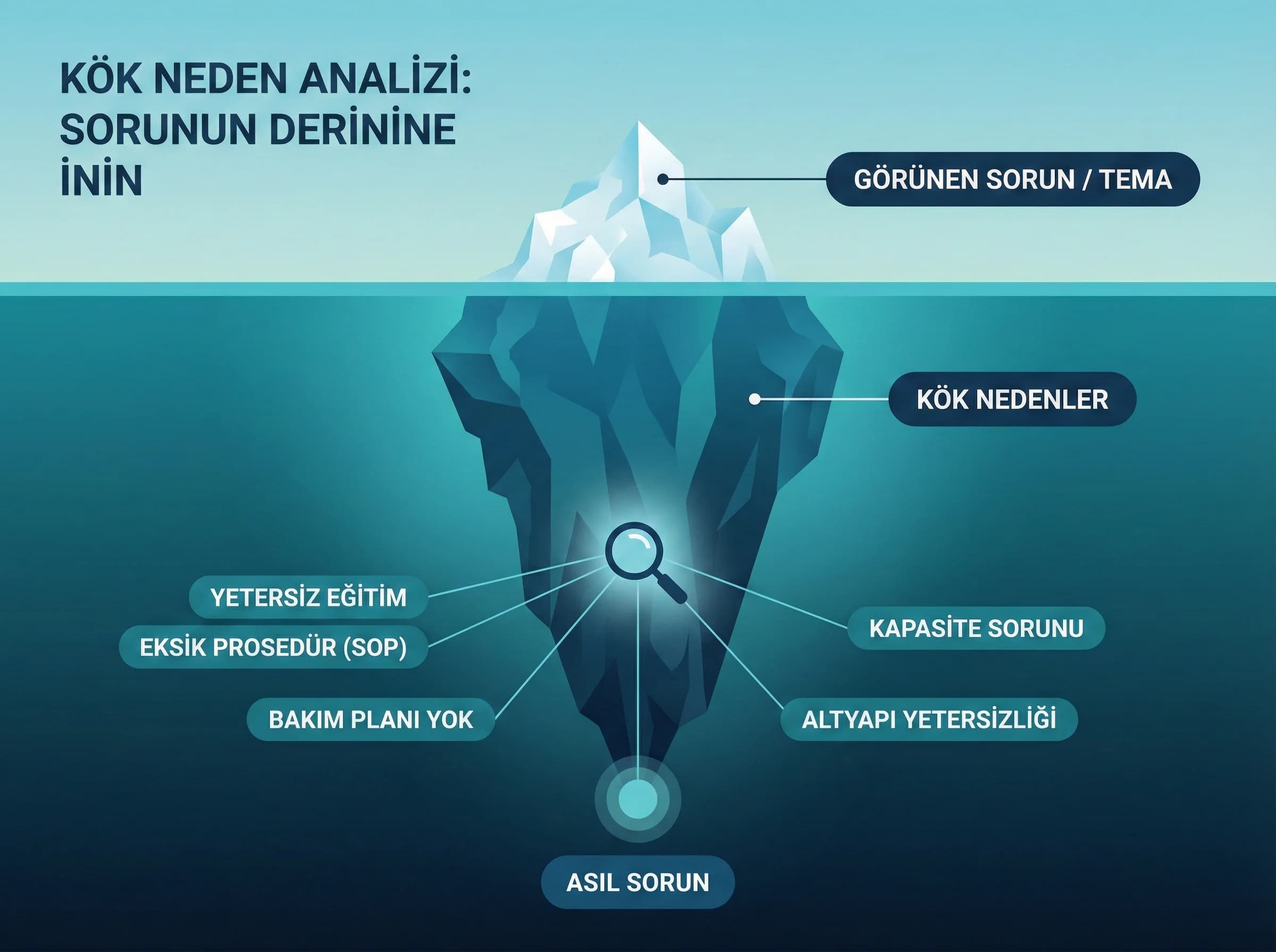 Kök neden analizi bölümü amacı sorunları nedenlere ayırma otel bağlamı