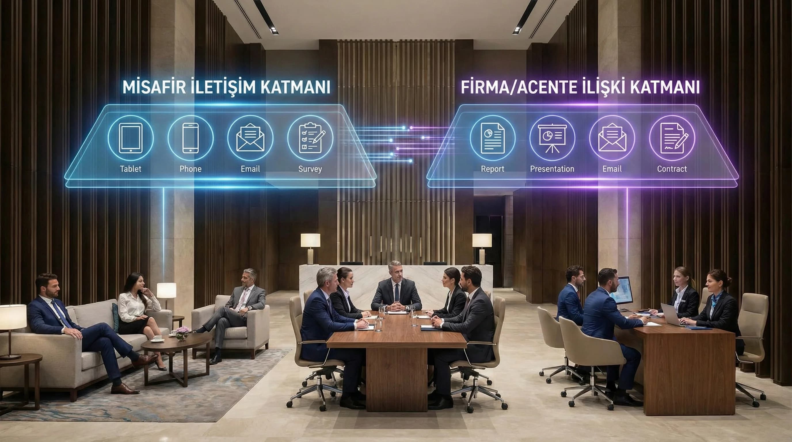 Misafir firma acente üçgeni amacı B2B iletişim paydaş yönetimi otel bağlamı