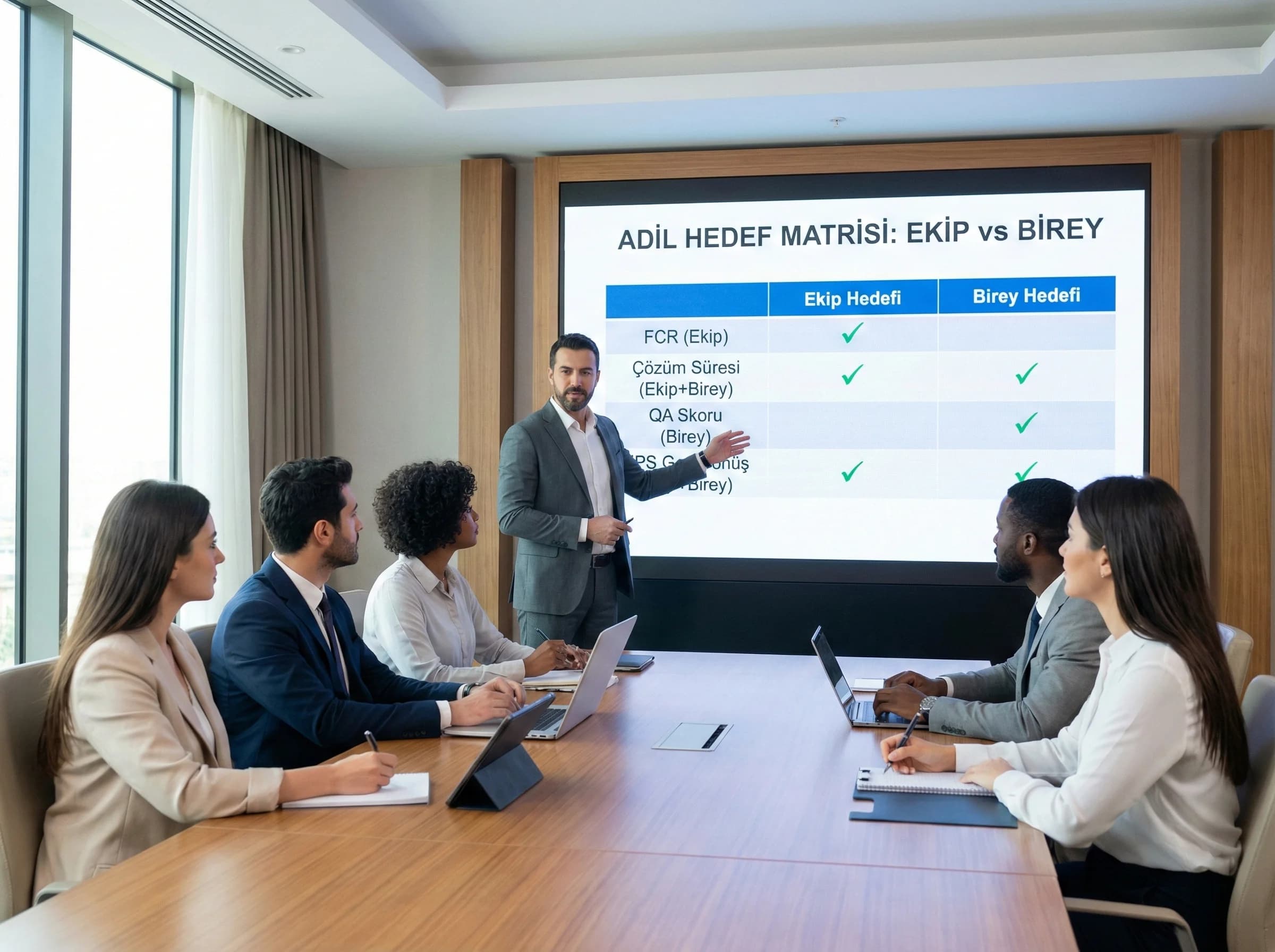 Hedef matrisi bölümü amacı ekip birey KPI dengesi otel bağlamı