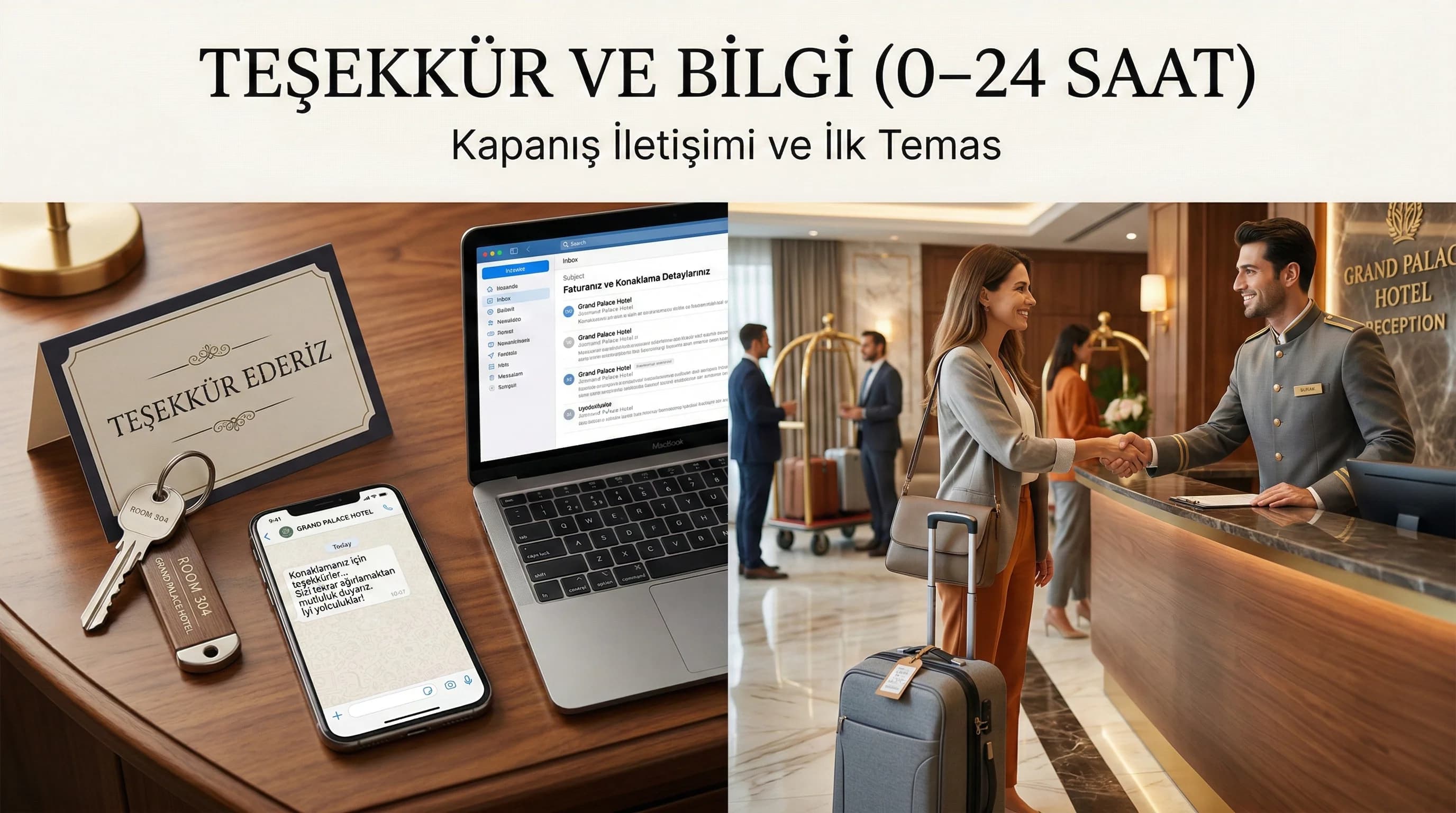 Teşekkür ve bilgi şablonları bölümü amacı 0–24 saat iletişim otel bağlamı