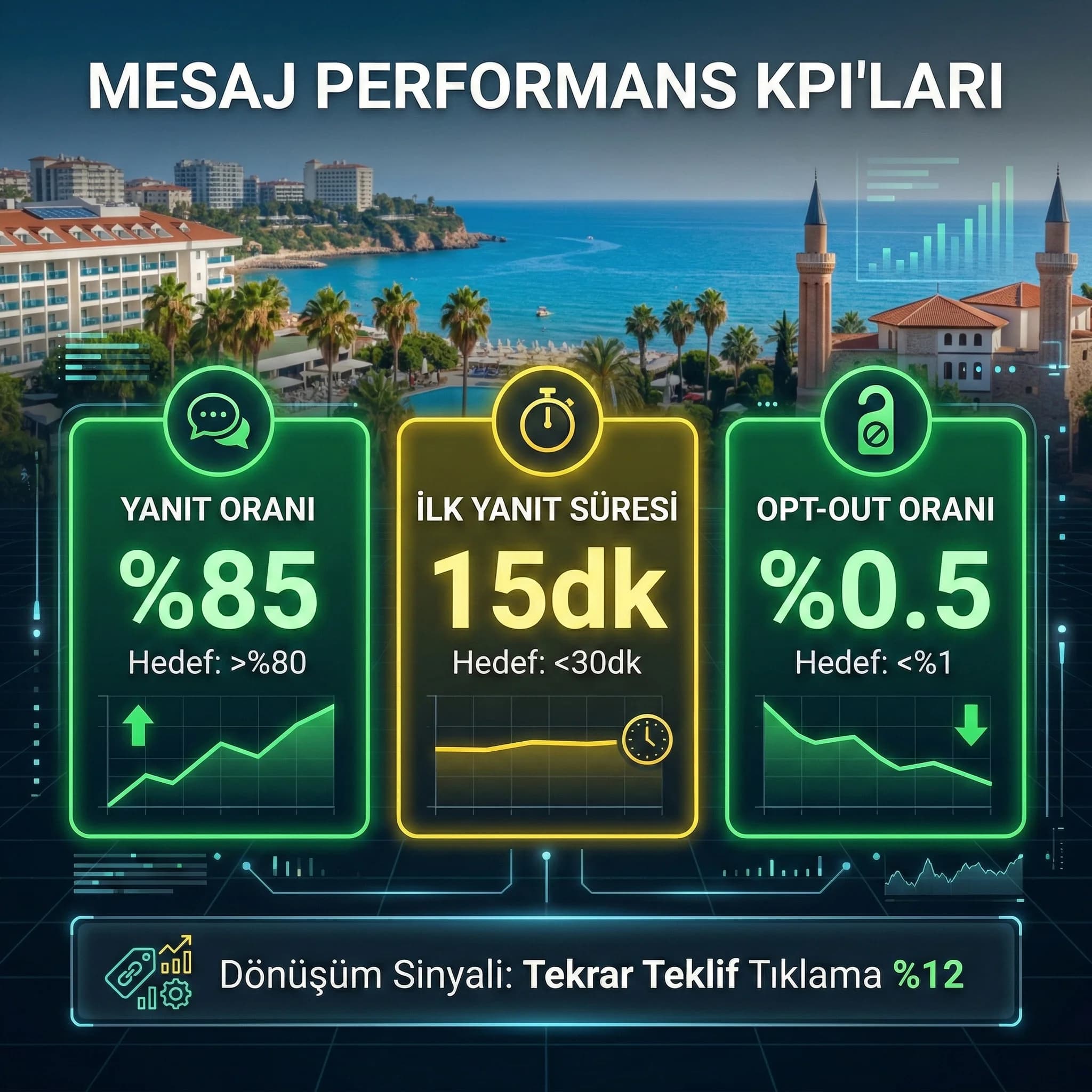 Kanal performans kartı amacı yanıt oranı tıklama opt-out otel bağlamı