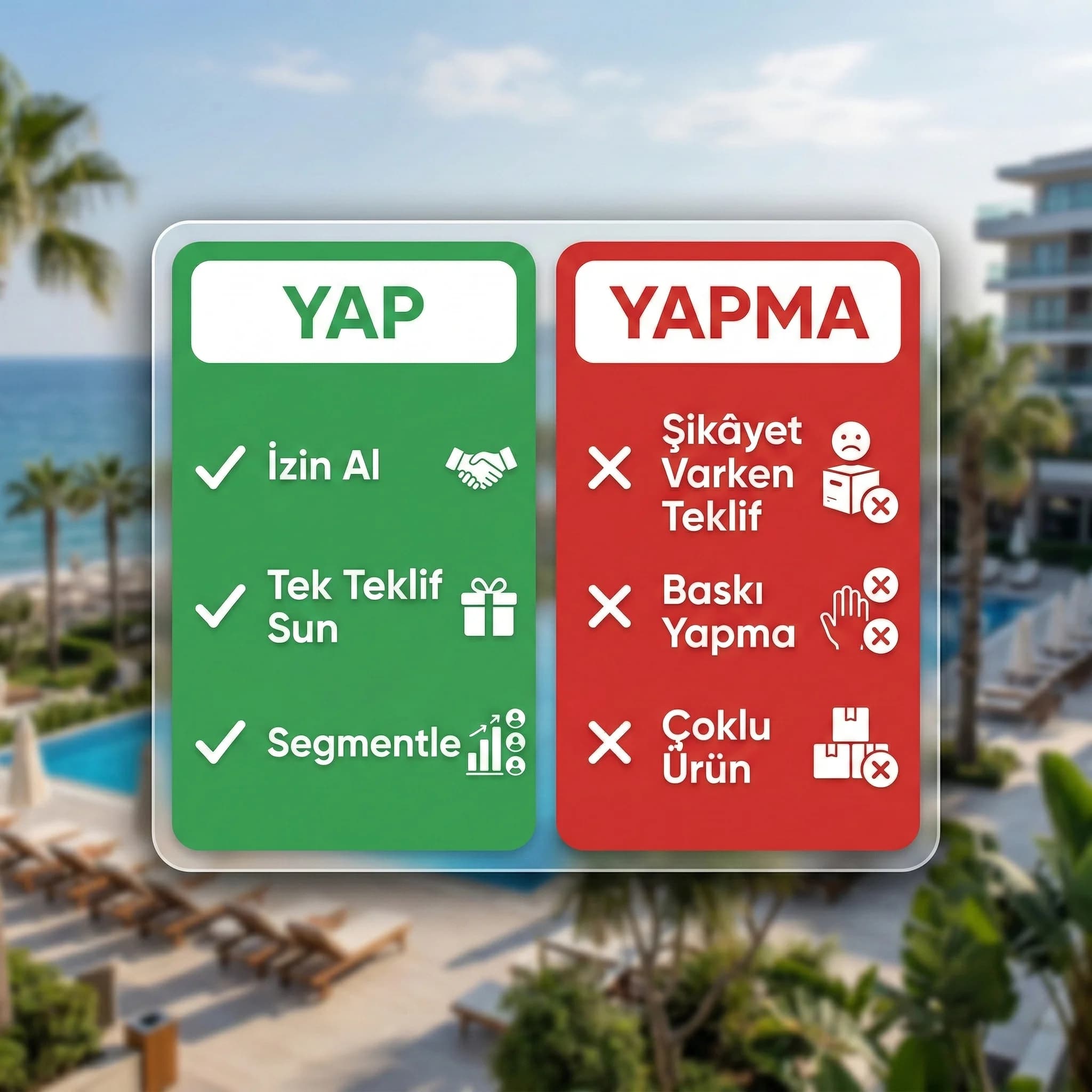 Yap yapma checklisti amacı satış sonrası teklif etiği otel bağlamı