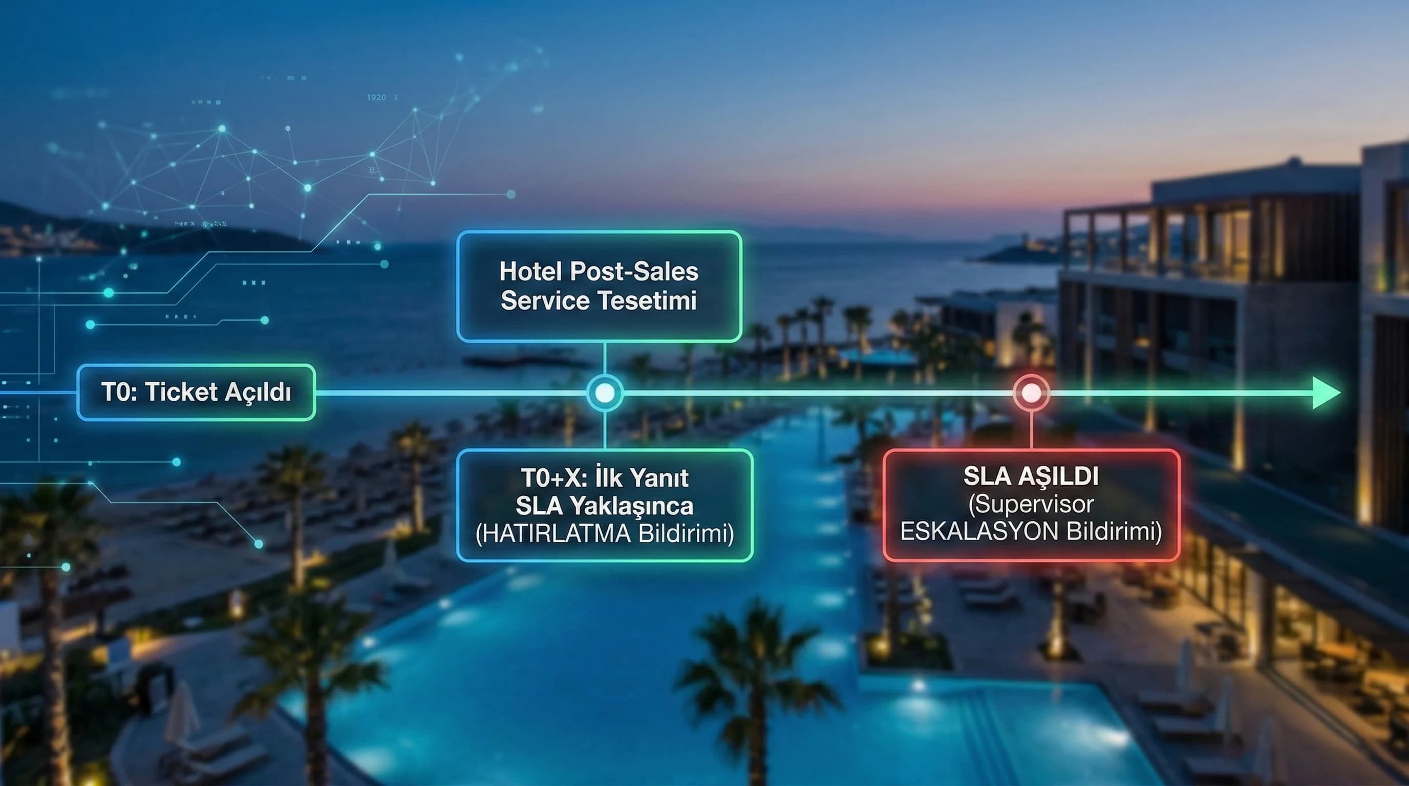 SLA timeline diyagramı amacı hatırlatma ve eskalasyon akışı otel bağlamı